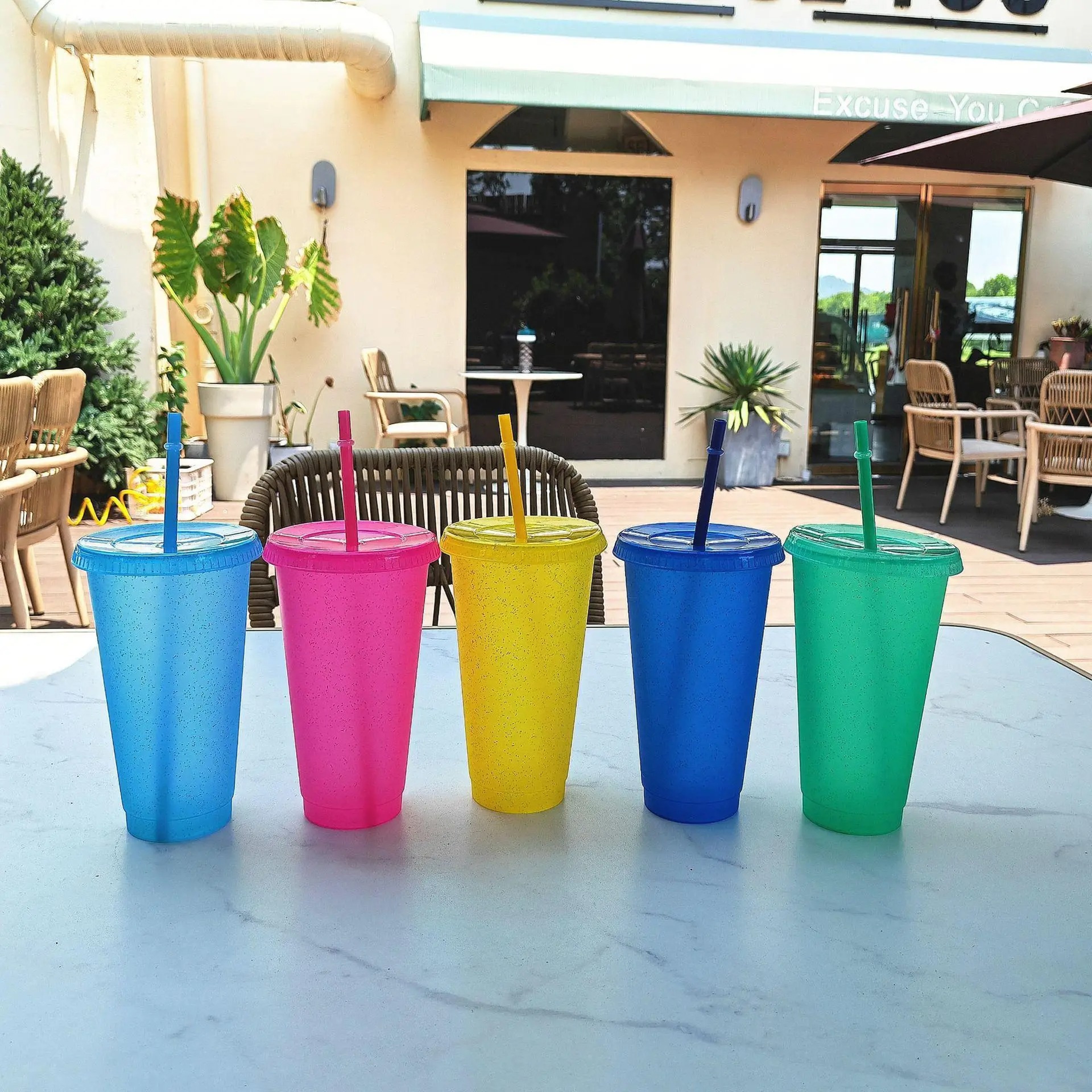 Reusable Glitter Party Cups With Lids And Straws For Summer Drinks And Events 0