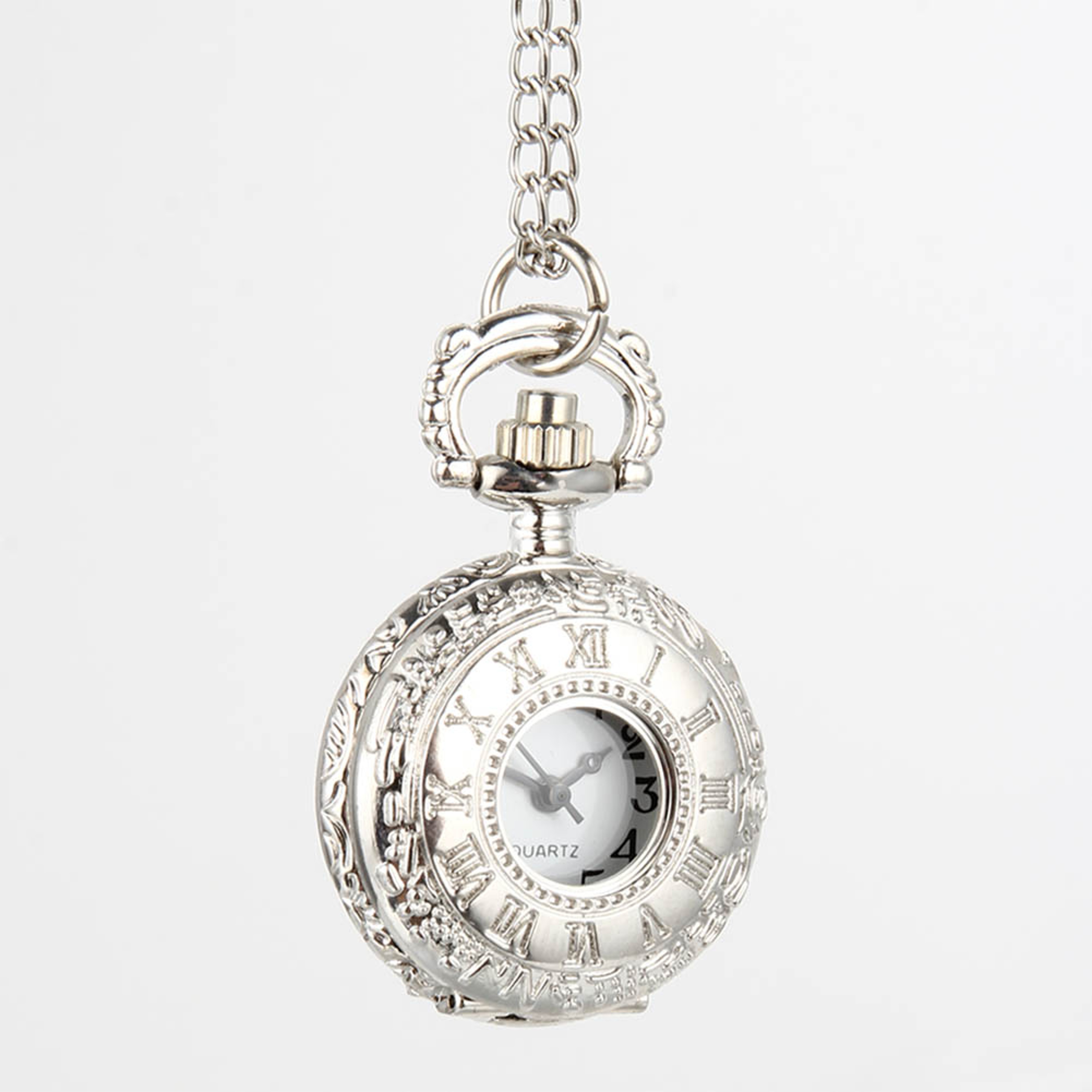 Vintage Dual Time Pocket Watch Necklace Roman Dial Antique Travel Timepiece – view 5