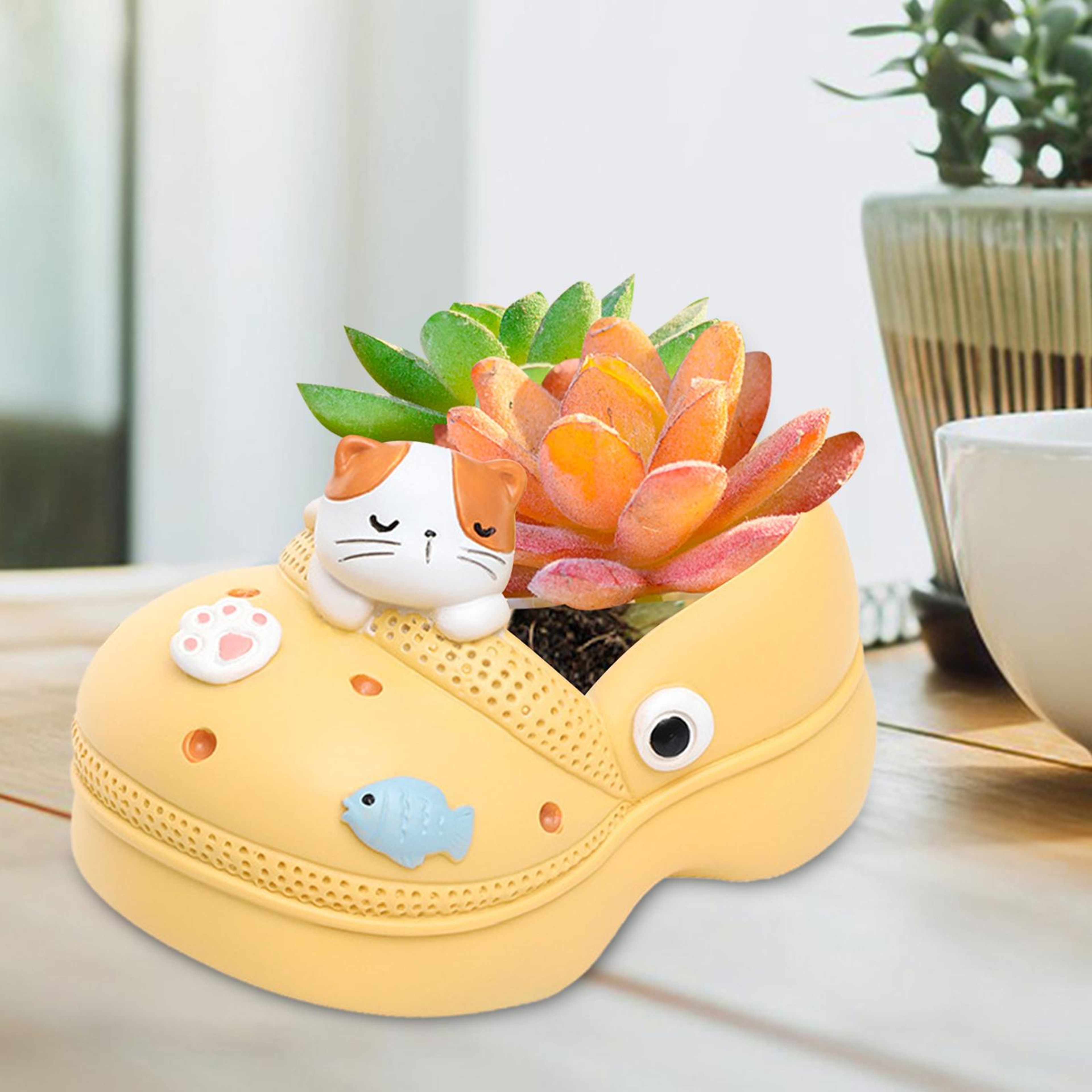 Creative Resin Planter Pot With Drainage Hole Decorative Indoor Flower Pot 7