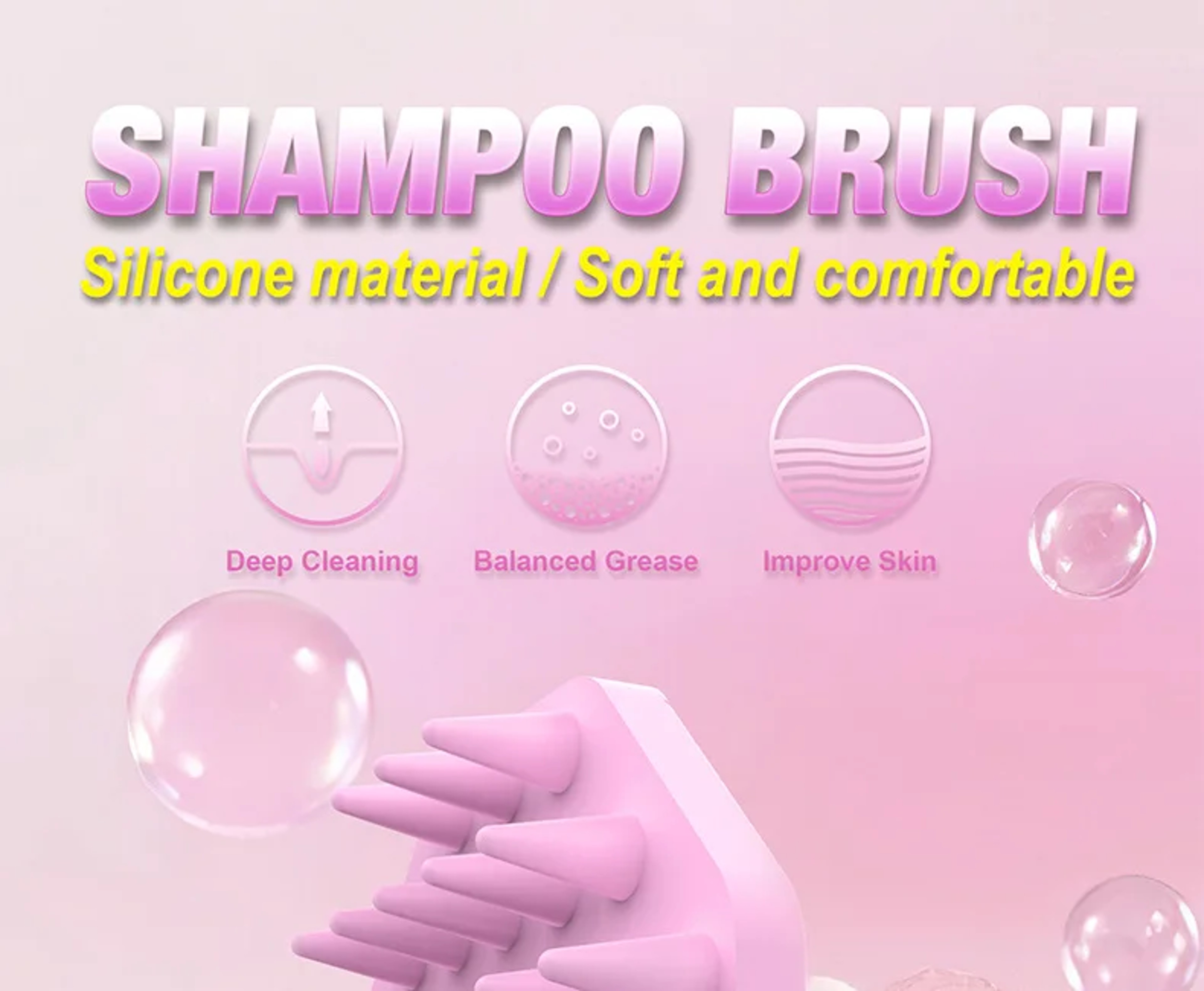 Silicone Scalp Massager Shampoo Brush For Deep Clean Hair Care 3