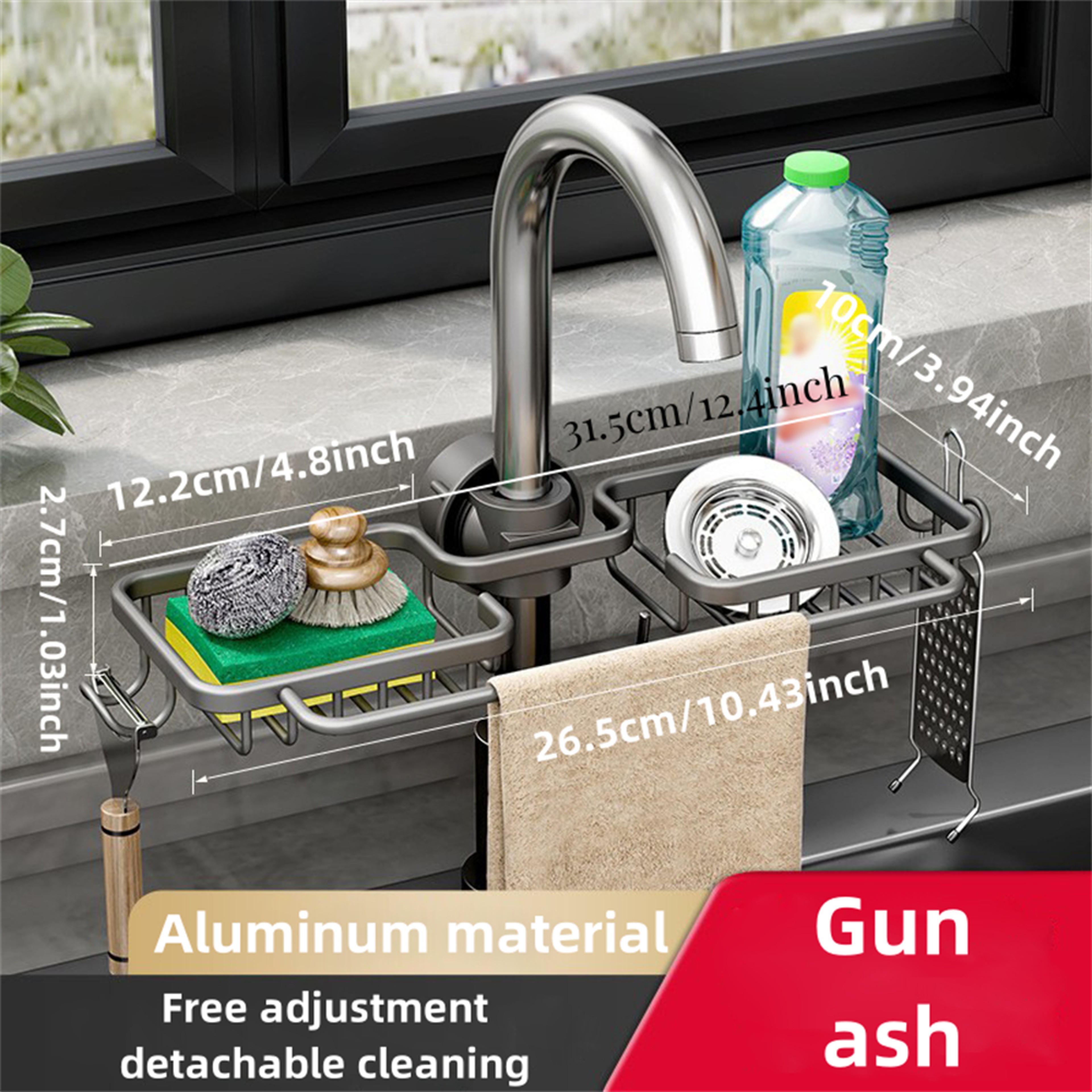 Sink Sponge Holder with Drain Tray No Drill Kitchen Storage Rack Organizer – view 8