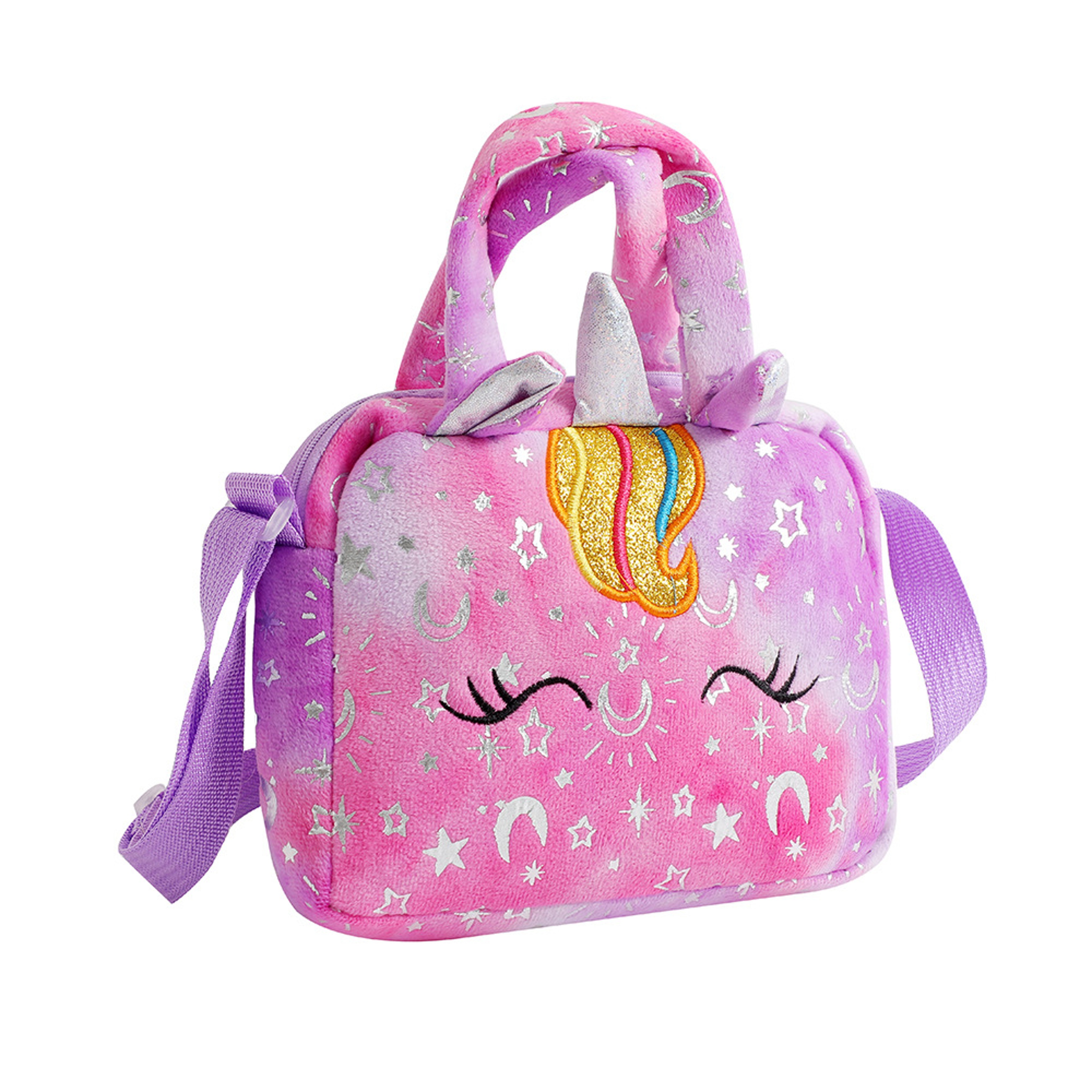 Unicorn Tie Dye Plush Crossbody Bag for Girls Cute Soft Shoulder Purse – view 4