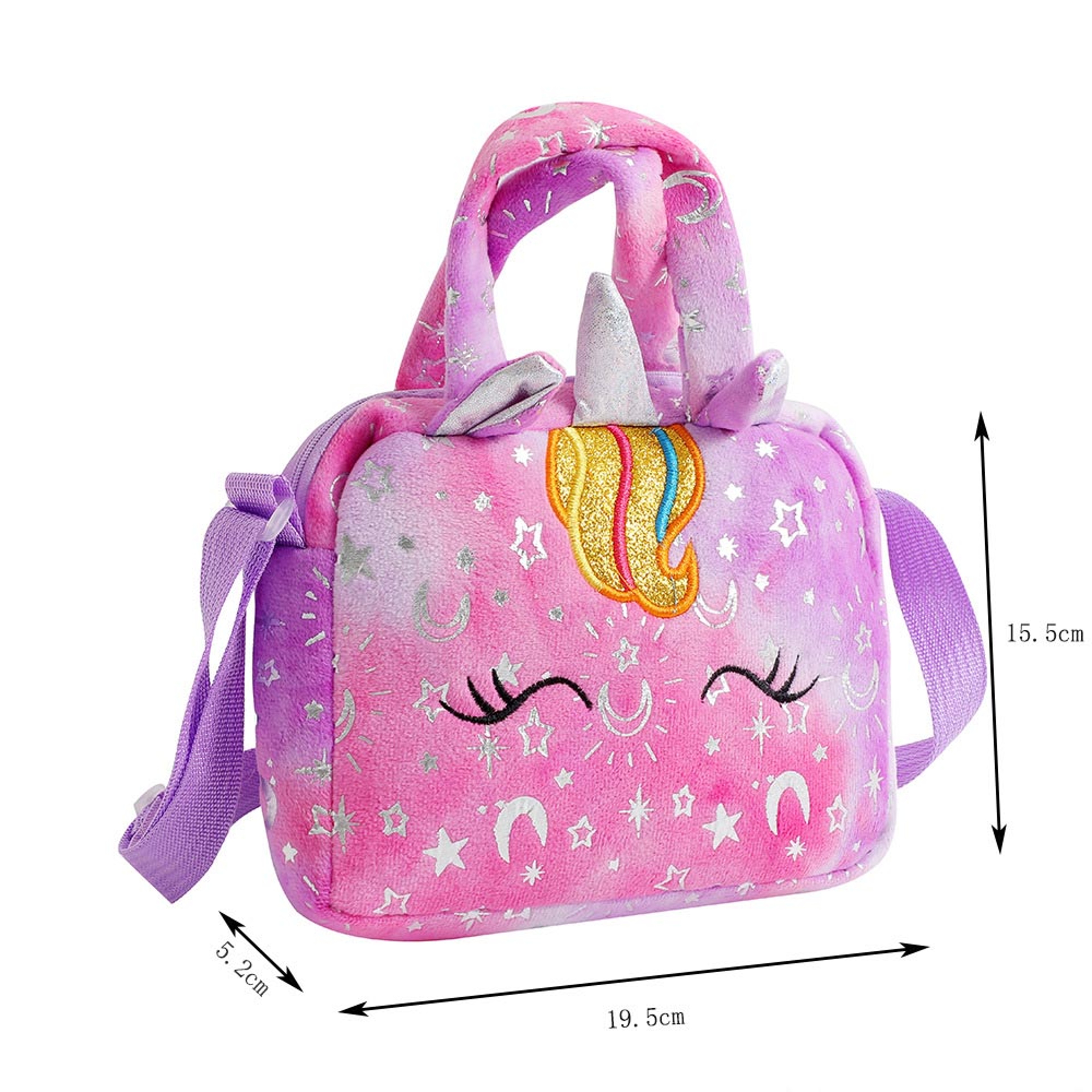 Unicorn Tie Dye Plush Crossbody Bag for Girls Cute Soft Shoulder Purse – view 6