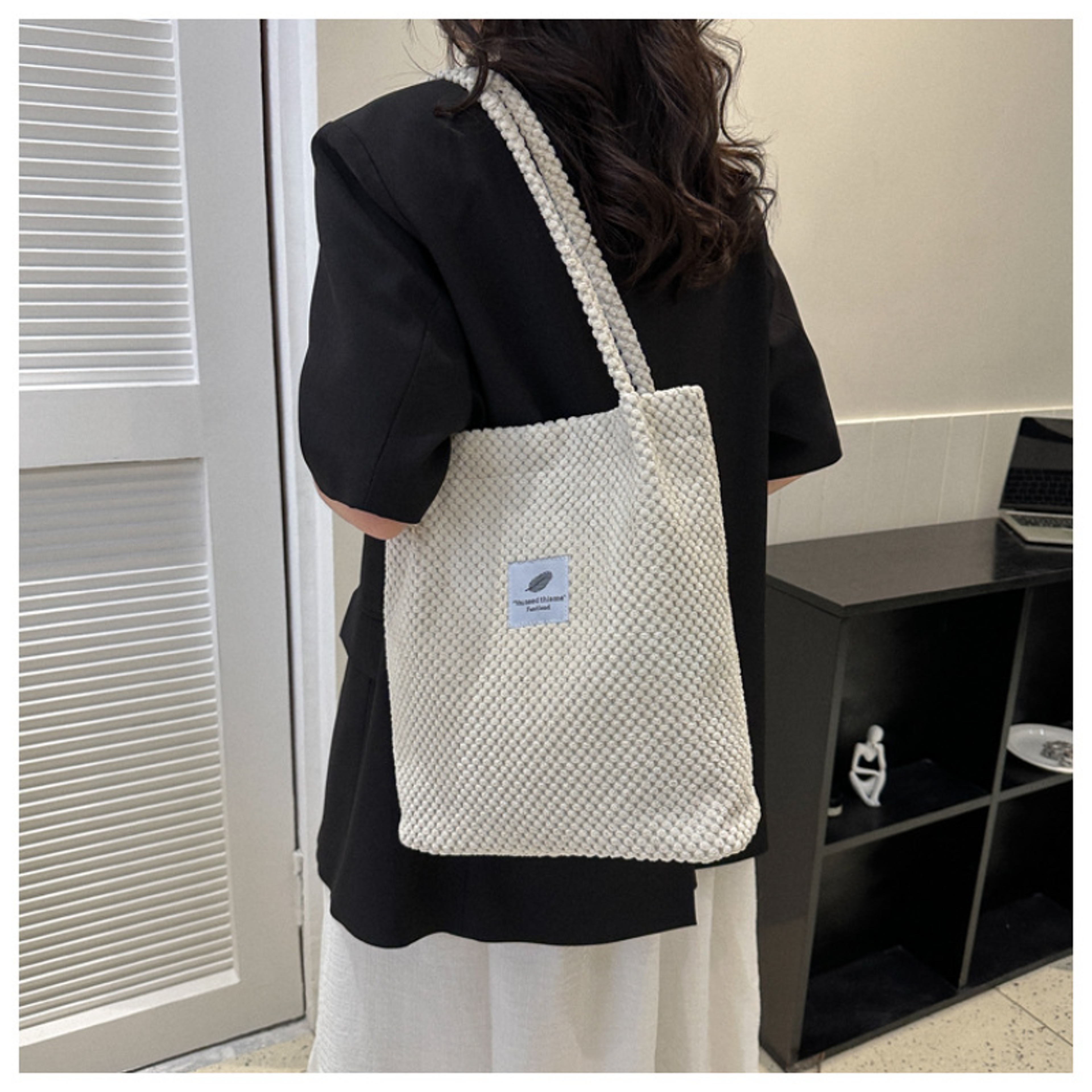 Casual Corduroy Bucket Shoulder Bag Canvas Everyday Tote For Women 2