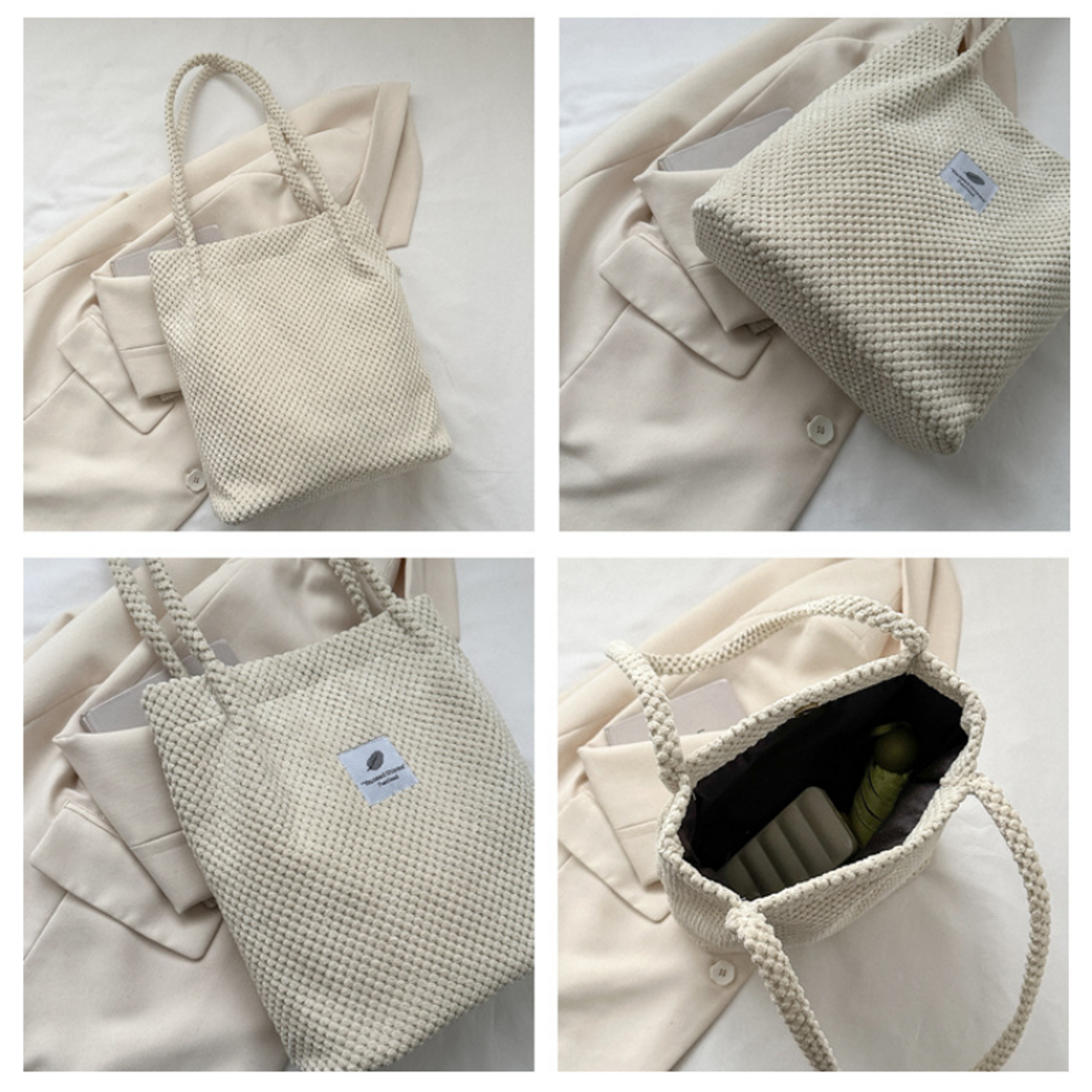 Casual Corduroy Bucket Shoulder Bag Canvas Everyday Tote For Women 4