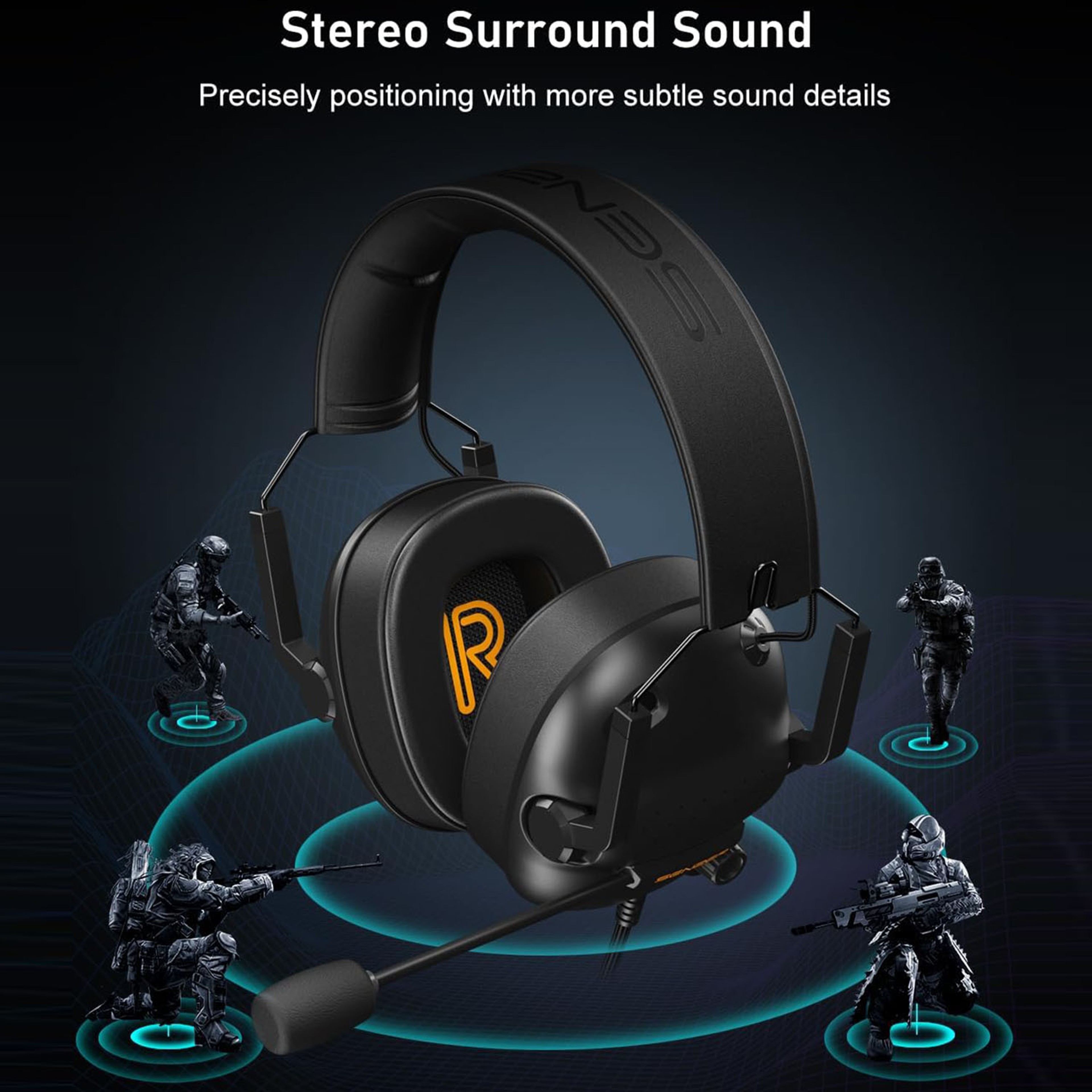 Wired Gaming Headset with Mic for PC Xbox PS Noise Isolating Stereo Headphones – view 2