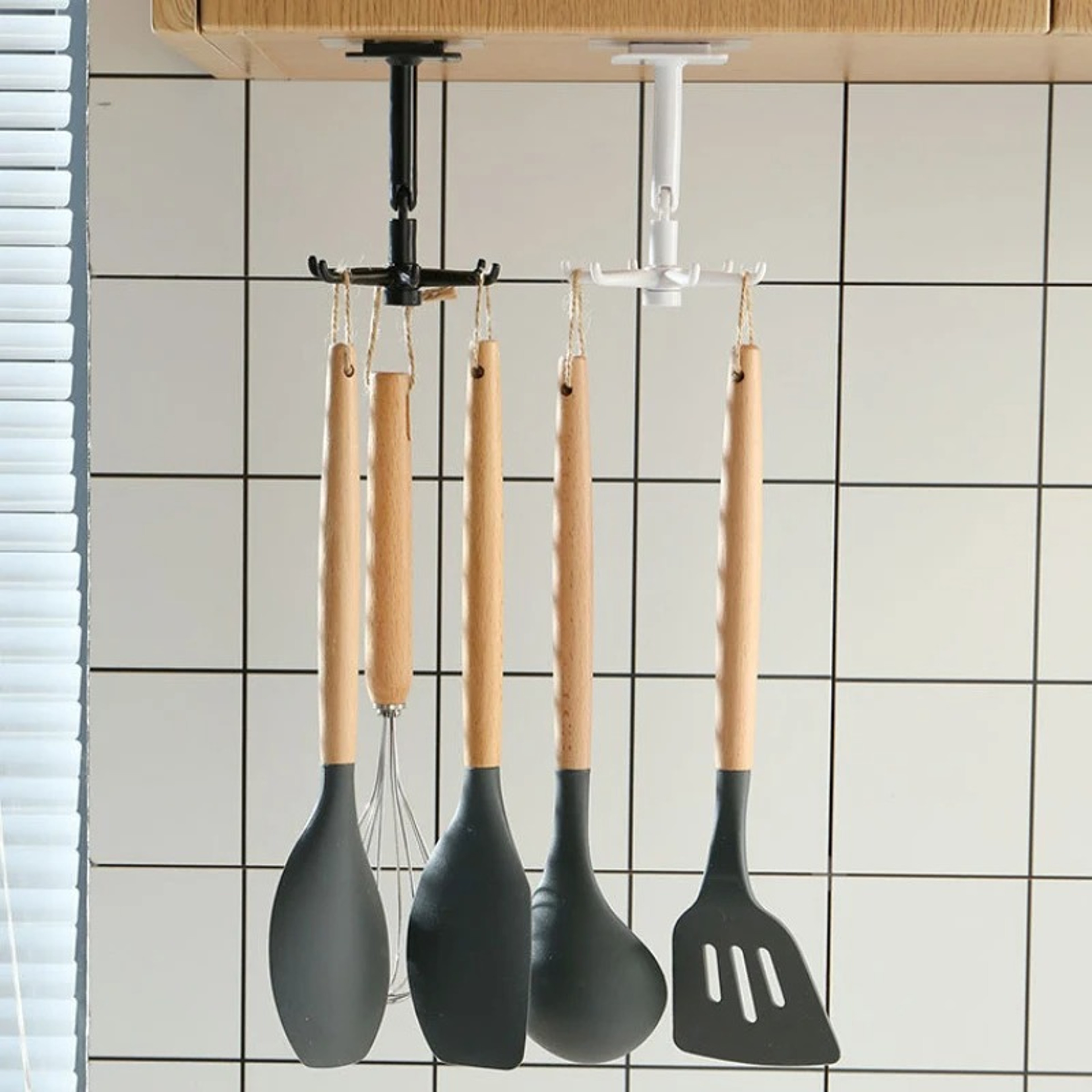 Rotating Wall Hook Rack No Drill Kitchen Storage Organizer – view 4