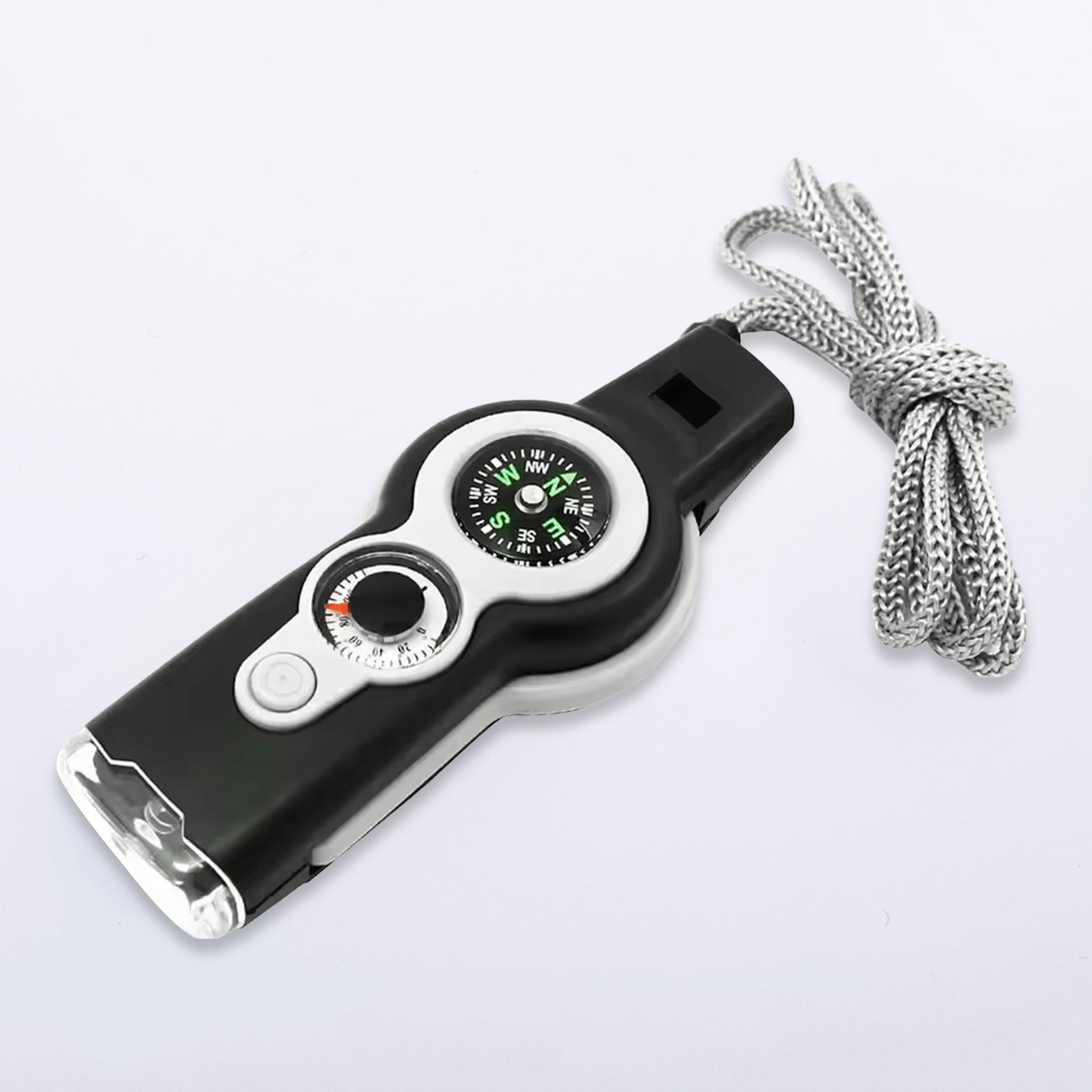 Emergency Survival Whistle With LED Light Compass  Thermometer For Outdoor Safety 0