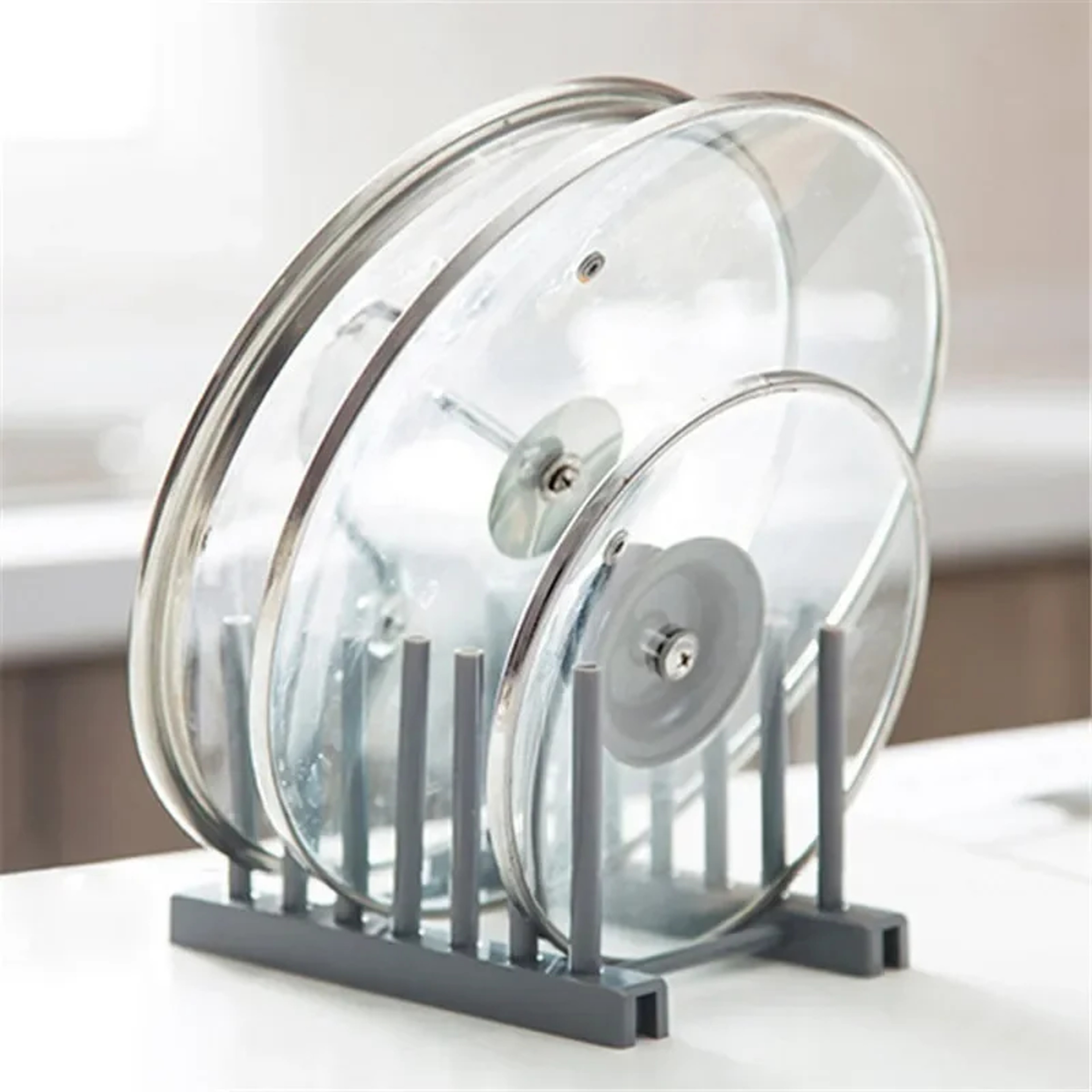 Space Saving Dish Drainer Rack Kitchen Organizer For Plates Lids And Utensils 1