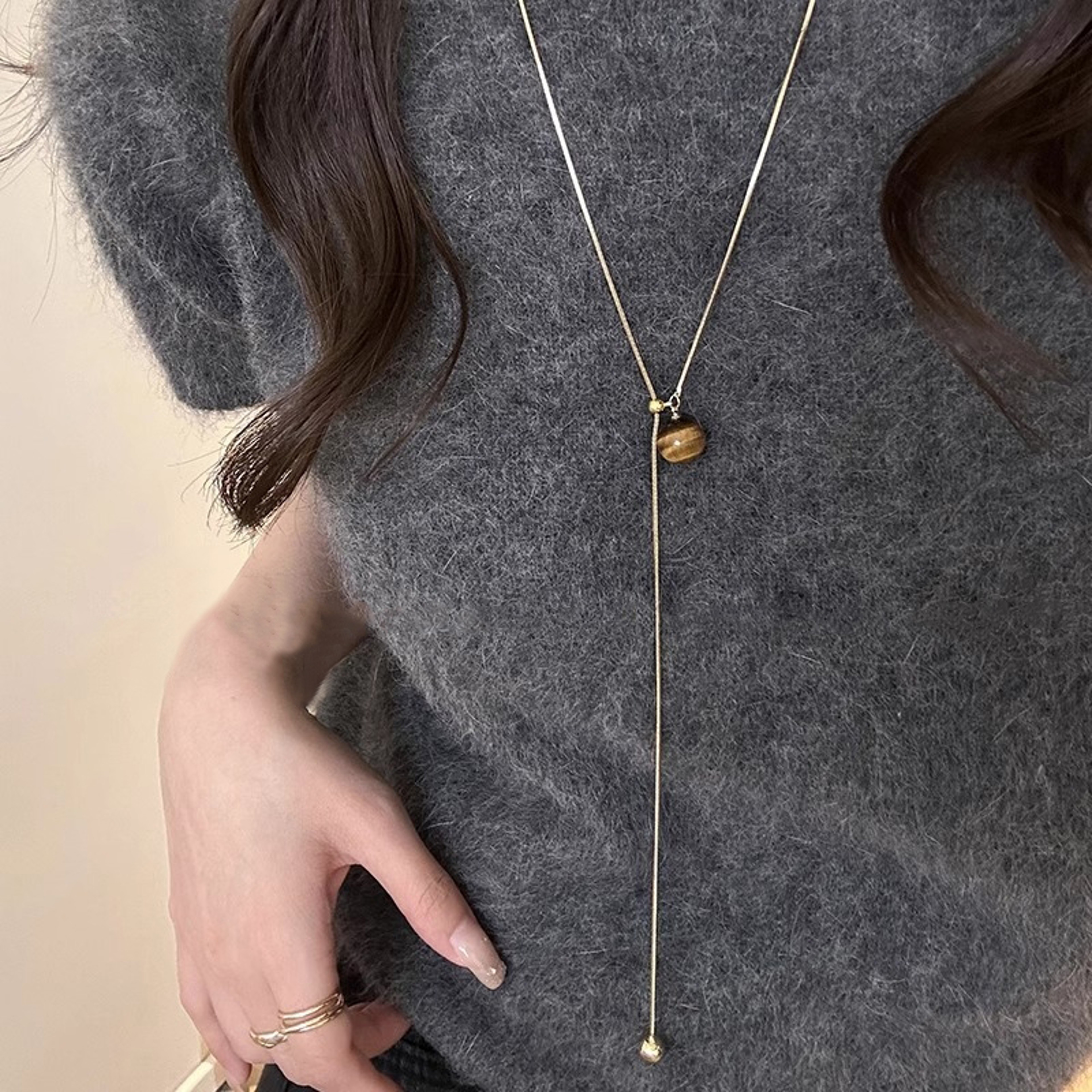 Baroque Pearl Stainless Steel Long Necklace Adjustable Chain Jewelry for Women – view 11