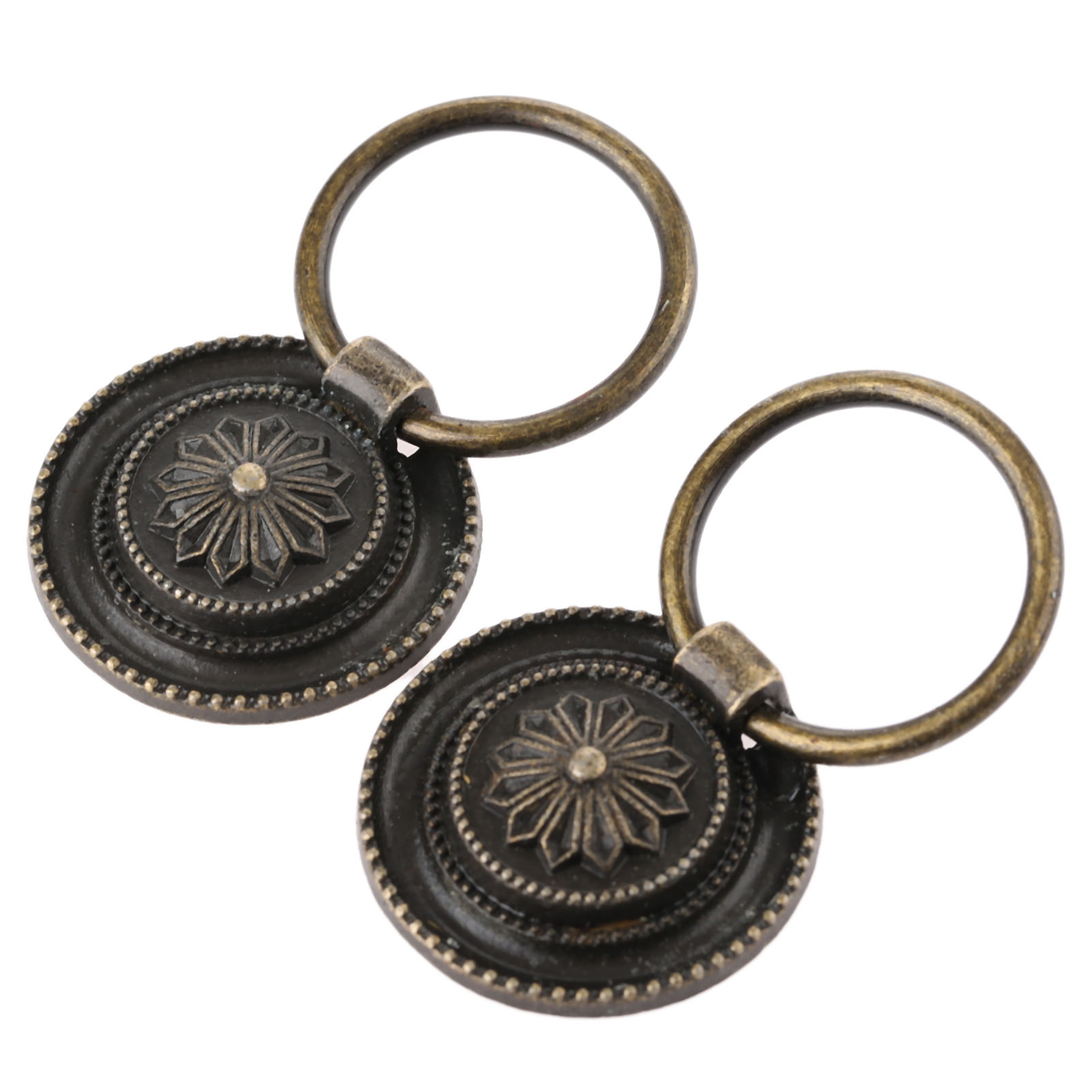 Vintage Bronze Ring Drawer Knobs Set Antique cabinet handles for Furniture Upgrade – view 3