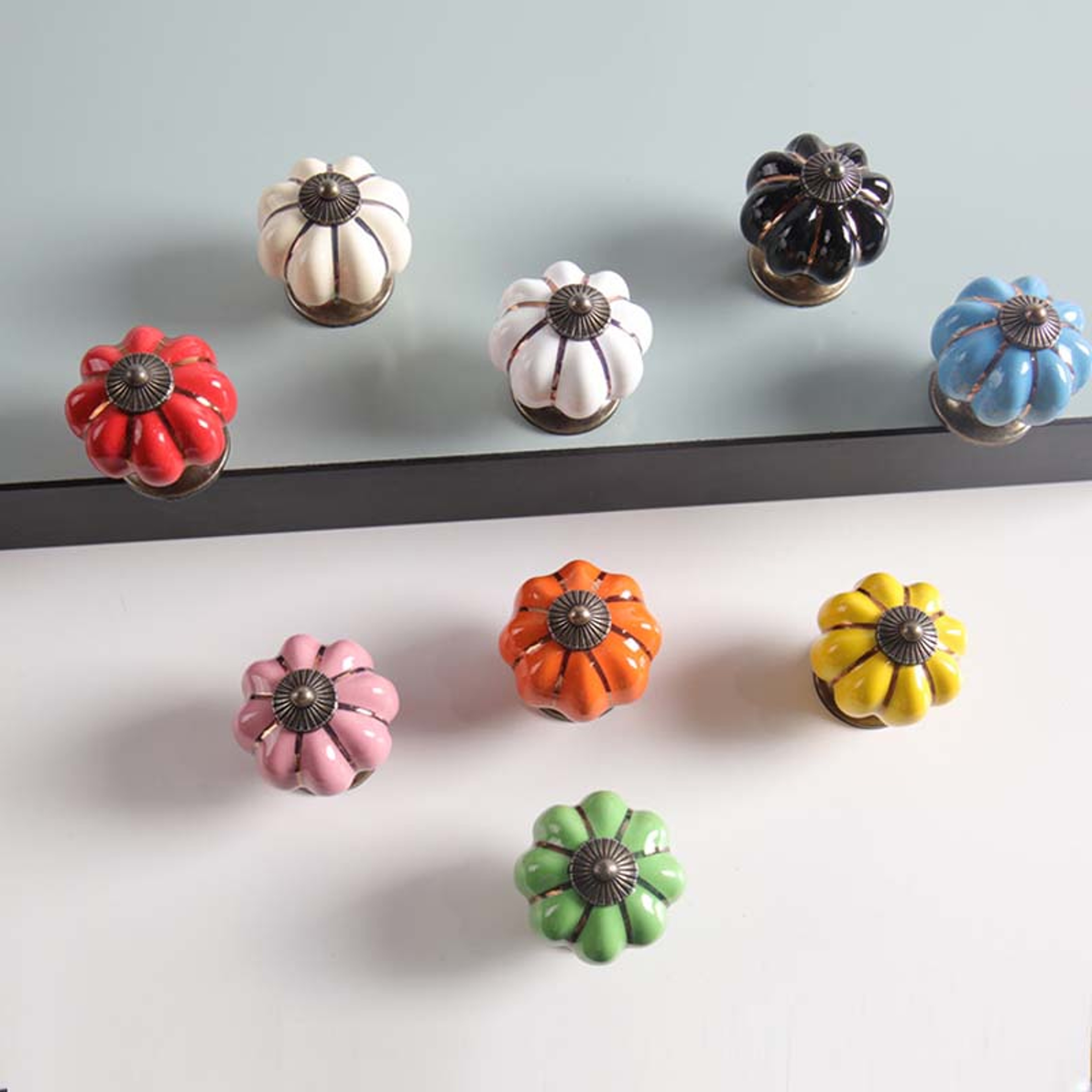 Vintage Ceramic Pumpkin Cabinet Knobs For Kitchen Drawers And Furniture Pull Handles 0