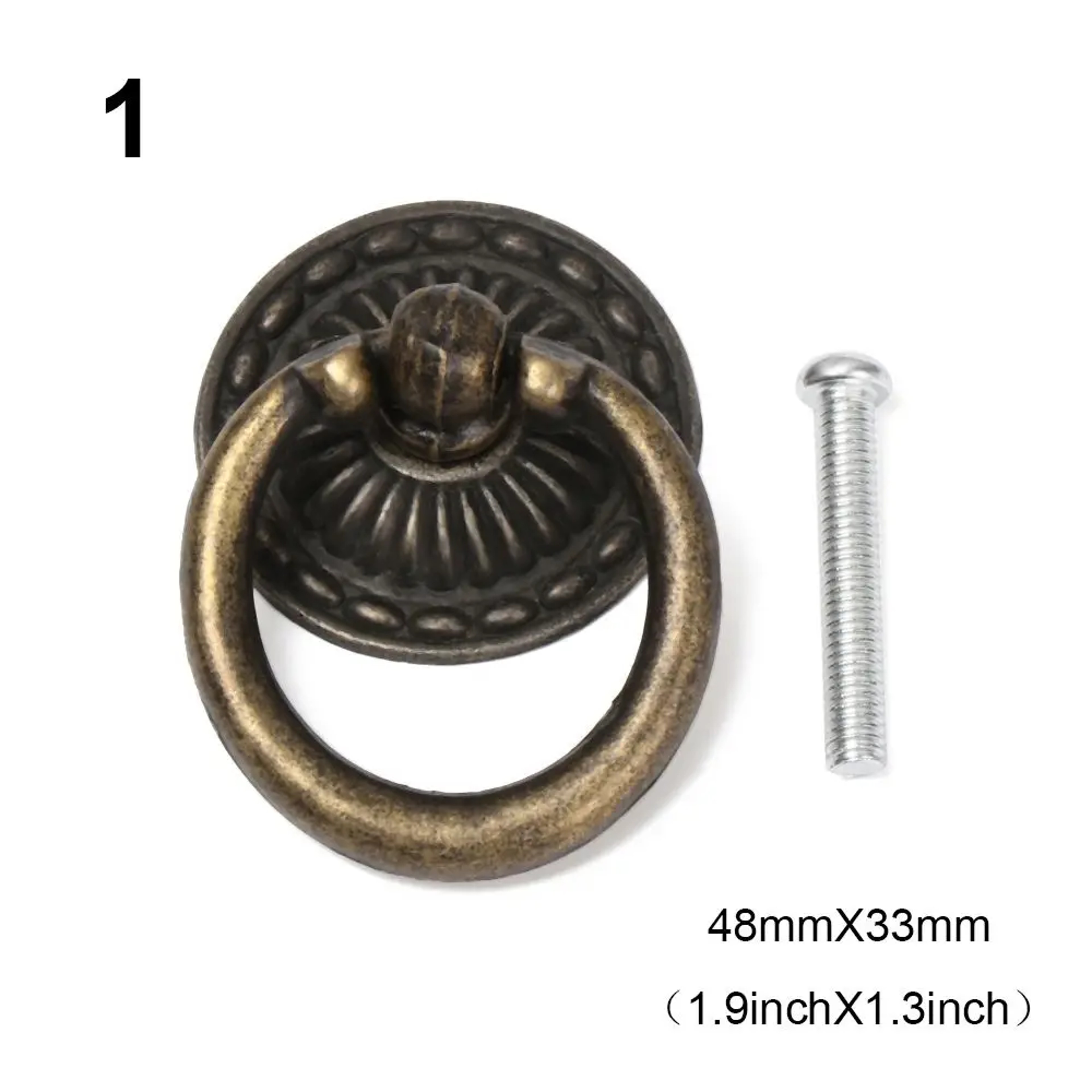 Vintage Copper Cabinet Knob Retro Ring Drawer Pull For Kitchen Wardrobe Doors 8