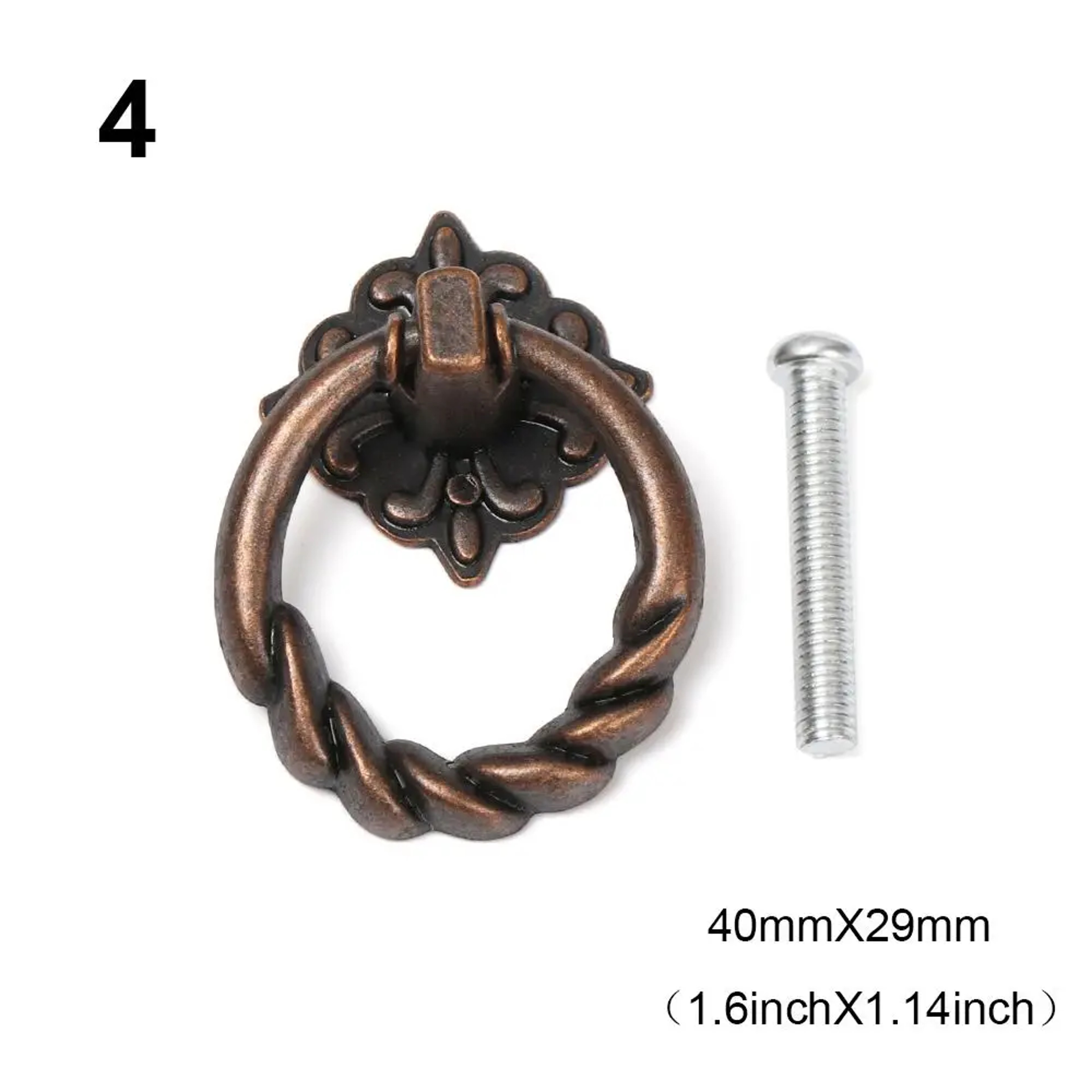 Vintage Copper Cabinet Knob Retro Ring Drawer Pull For Kitchen Wardrobe Doors 9