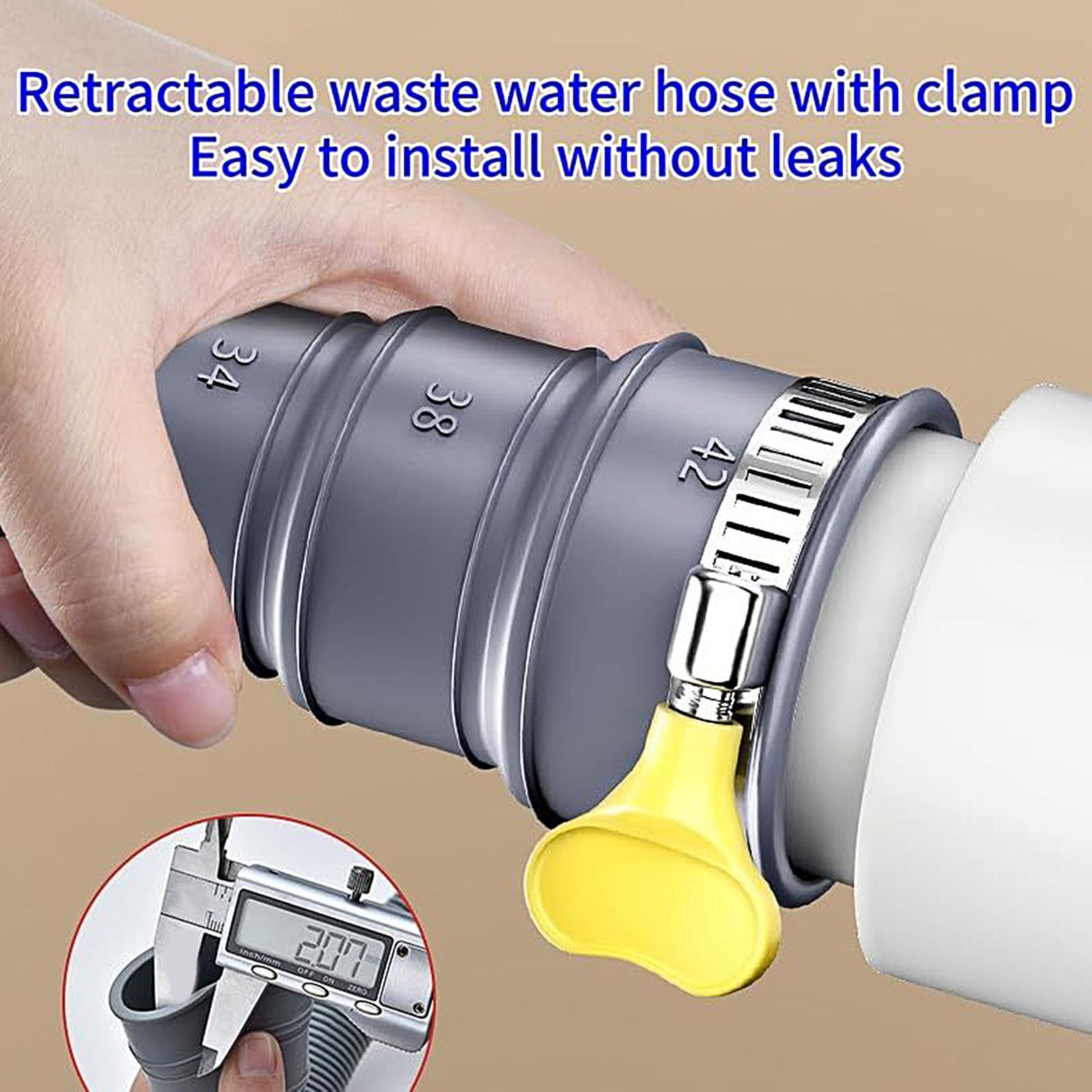Foldable RV Sewer Hose Kit With Adjustable Leakproof Adapter 2