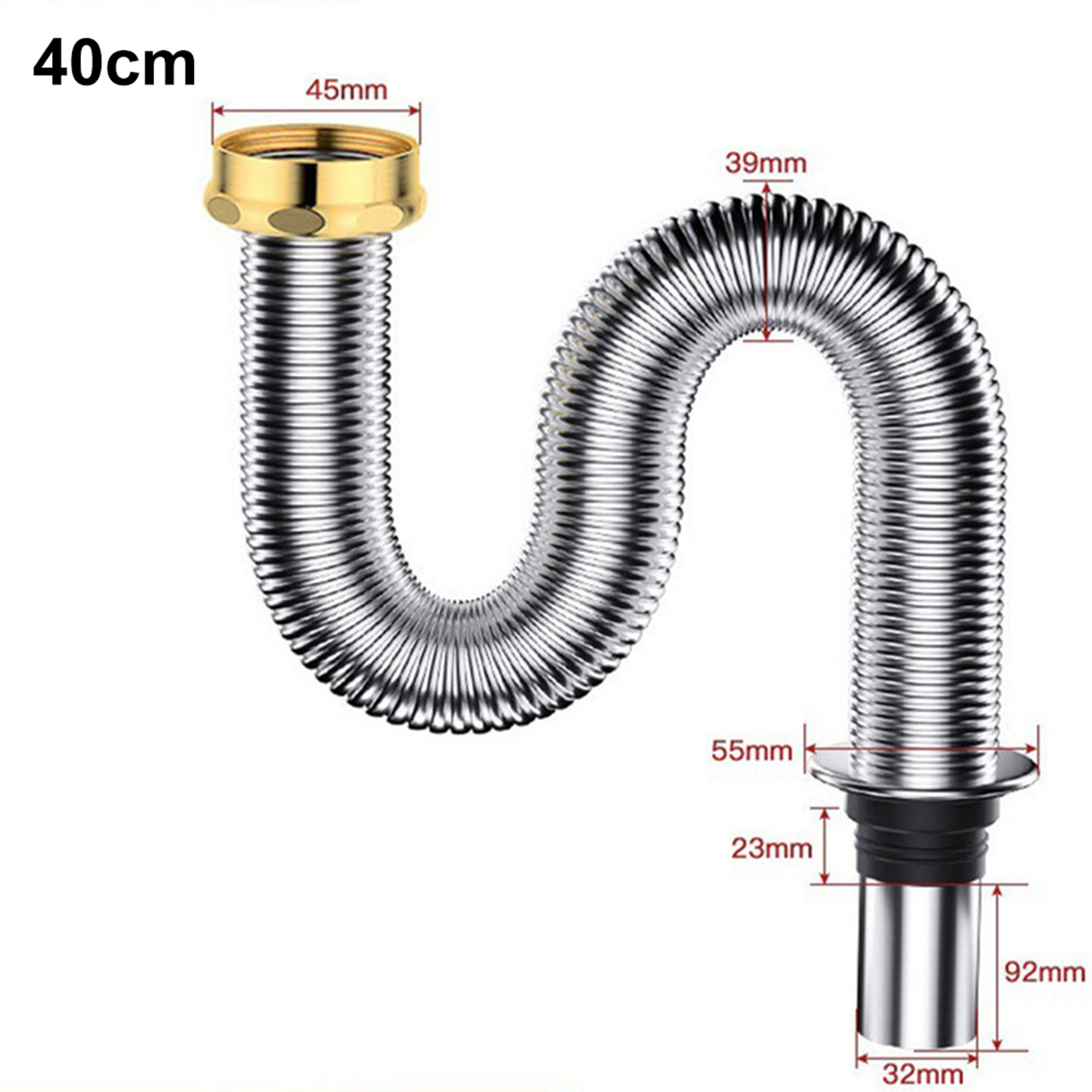 Flexible Stainless Steel Sink Drain Hose Adjustable Kitchen Bathroom Siphon Pipe – view 7