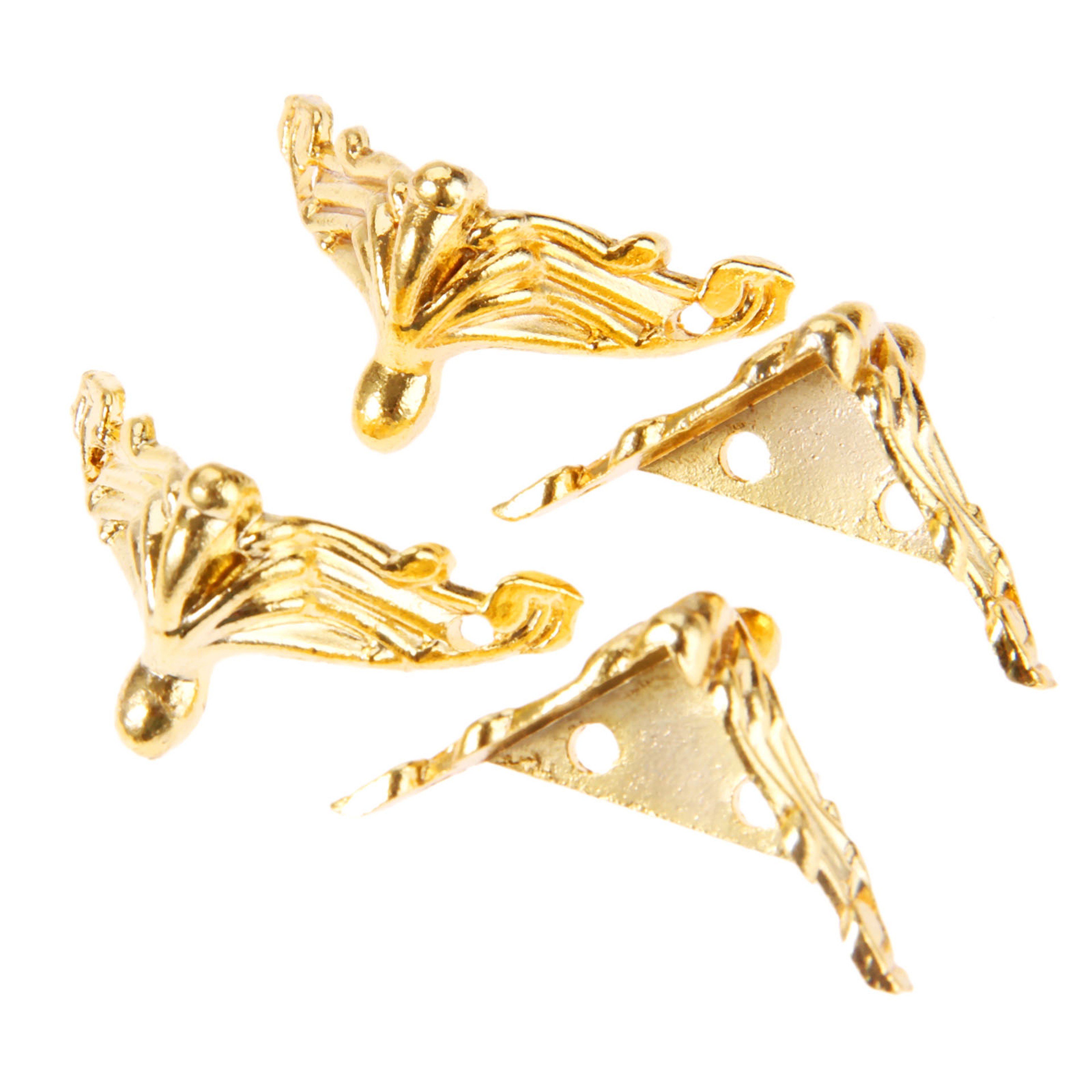Vintage Decorative Corner Protectors Antique Brass Box Feet Set for Furniture & Jewelry Boxes – view 5
