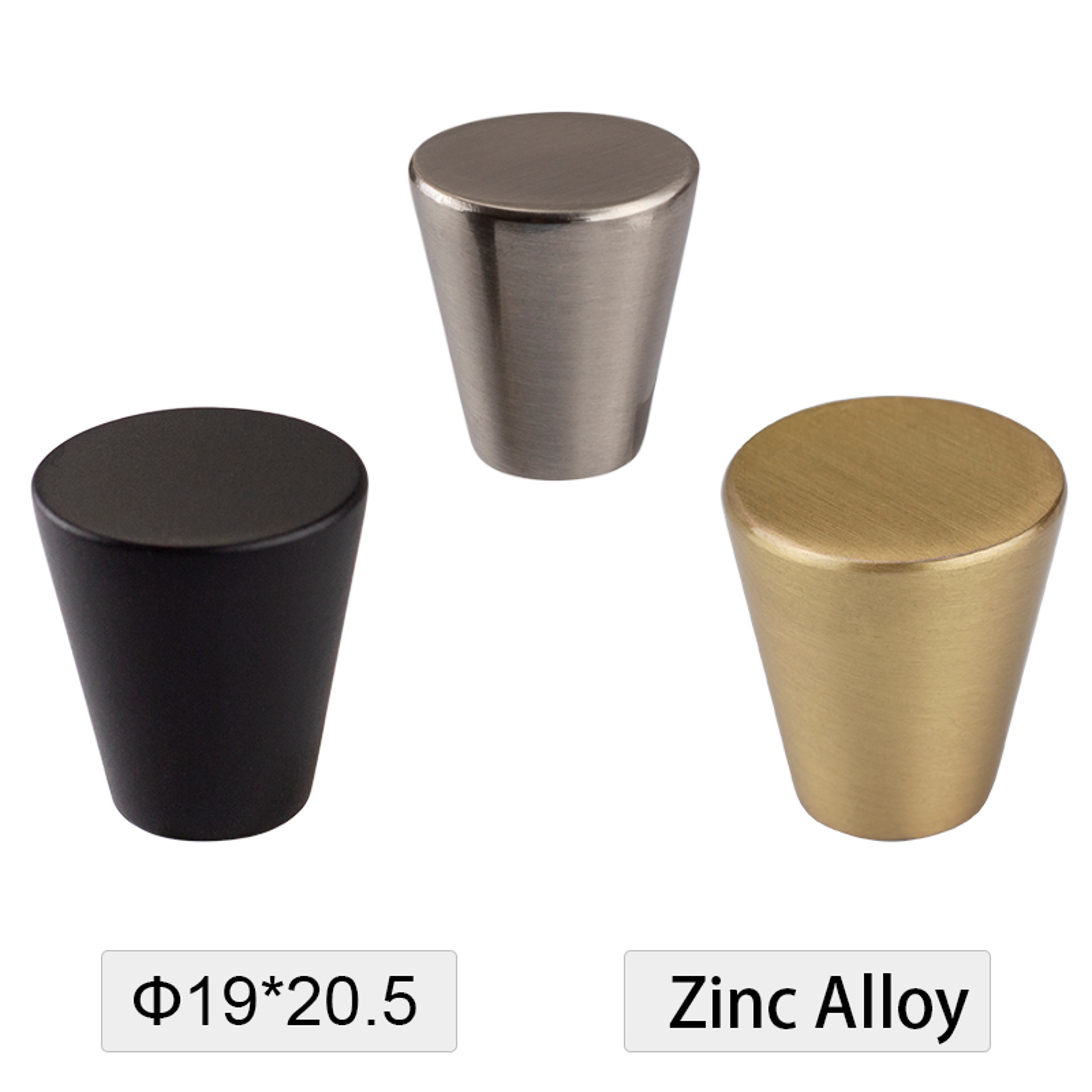 Modern Zinc Alloy Cabinet Knobs Matte Black Brushed Nickel Drawer Pulls Single Hole 1