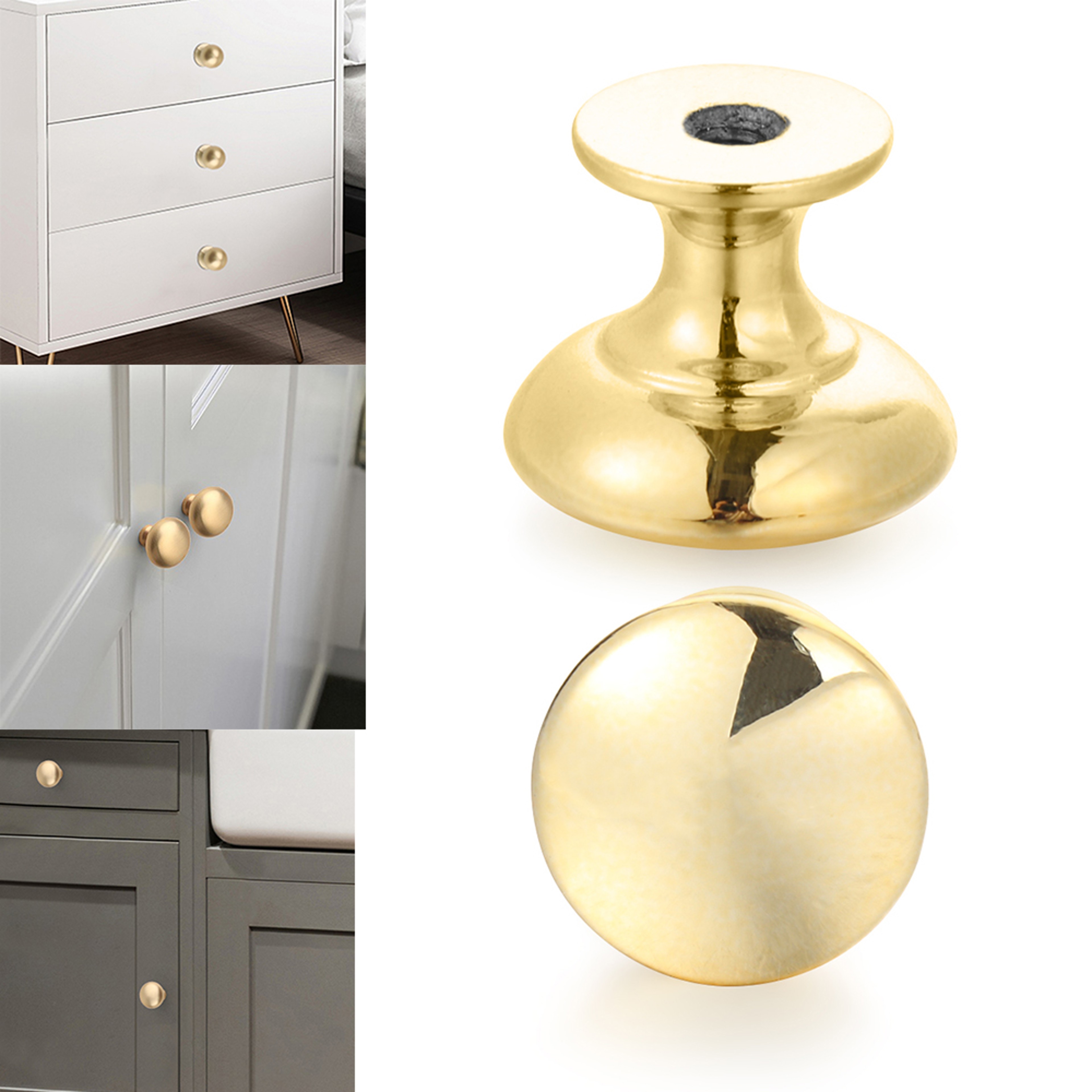 Vintage Gold Cabinet Knobs Round Drawer Pulls for Kitchen Furniture Hardware – view 5