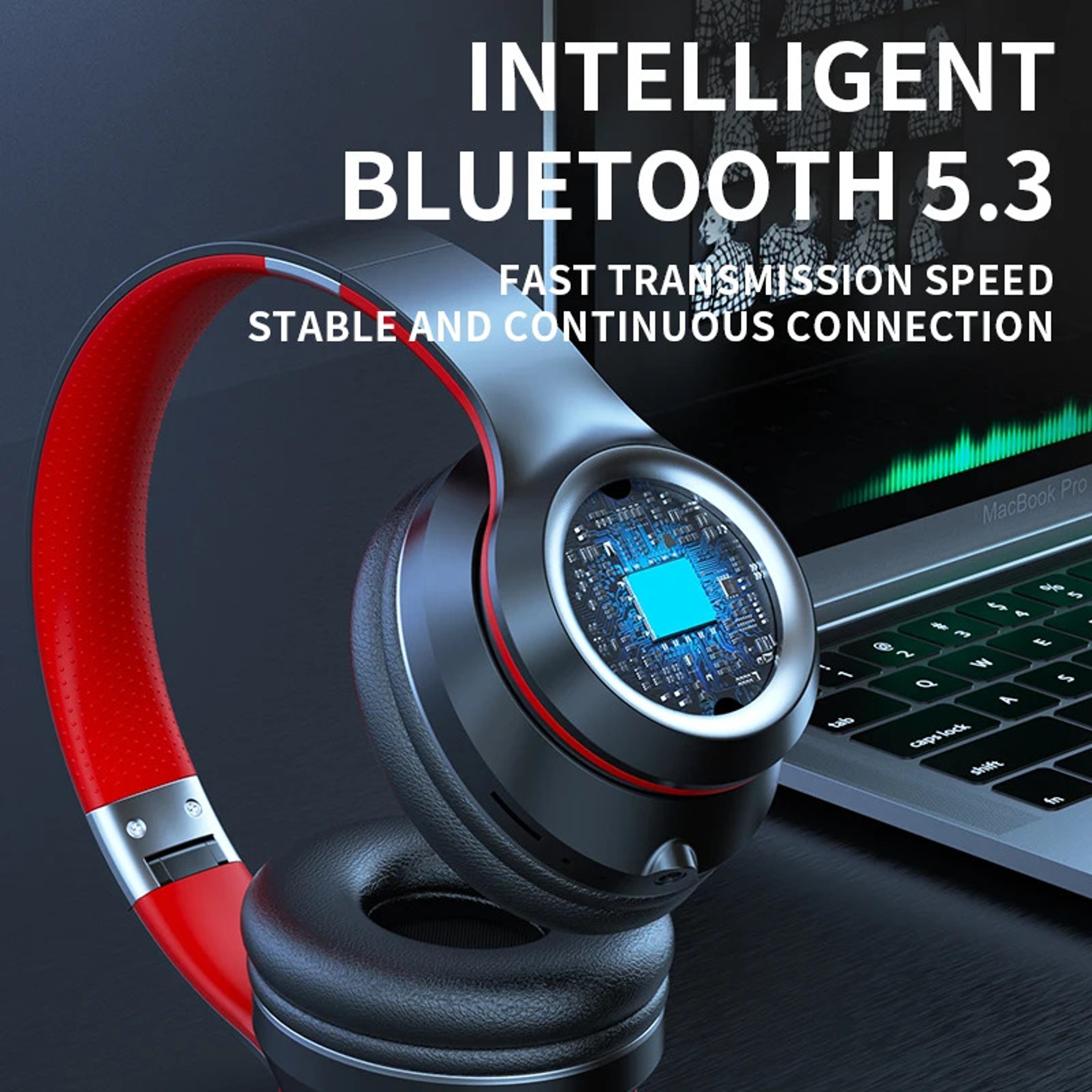 Wireless Bluetooth Headphones With Mic TF Card Playback  Display Screen Over Ear Headset 4