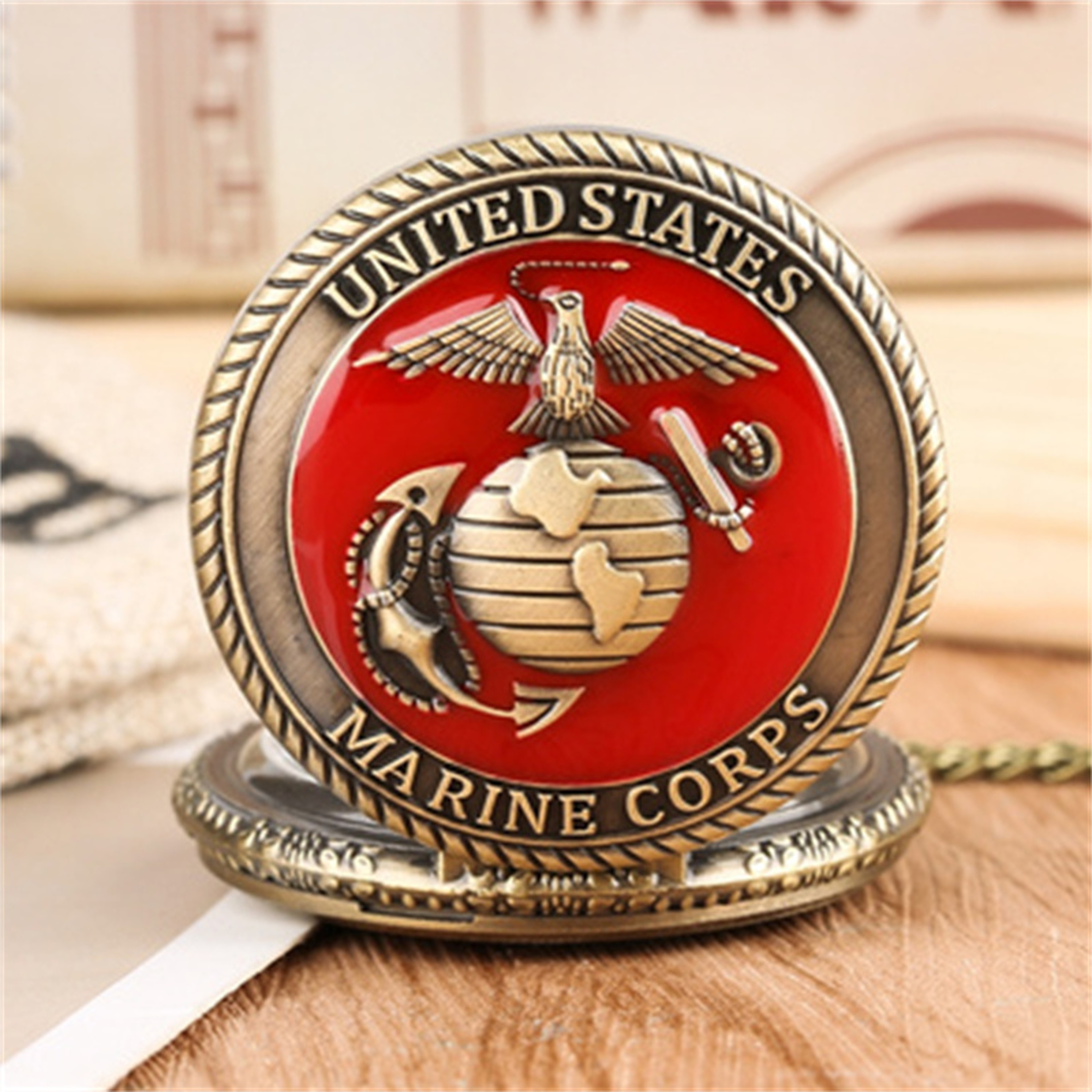 Vintage Marine Corps Pocket Watch Necklace for Kids and Collectors – view 2