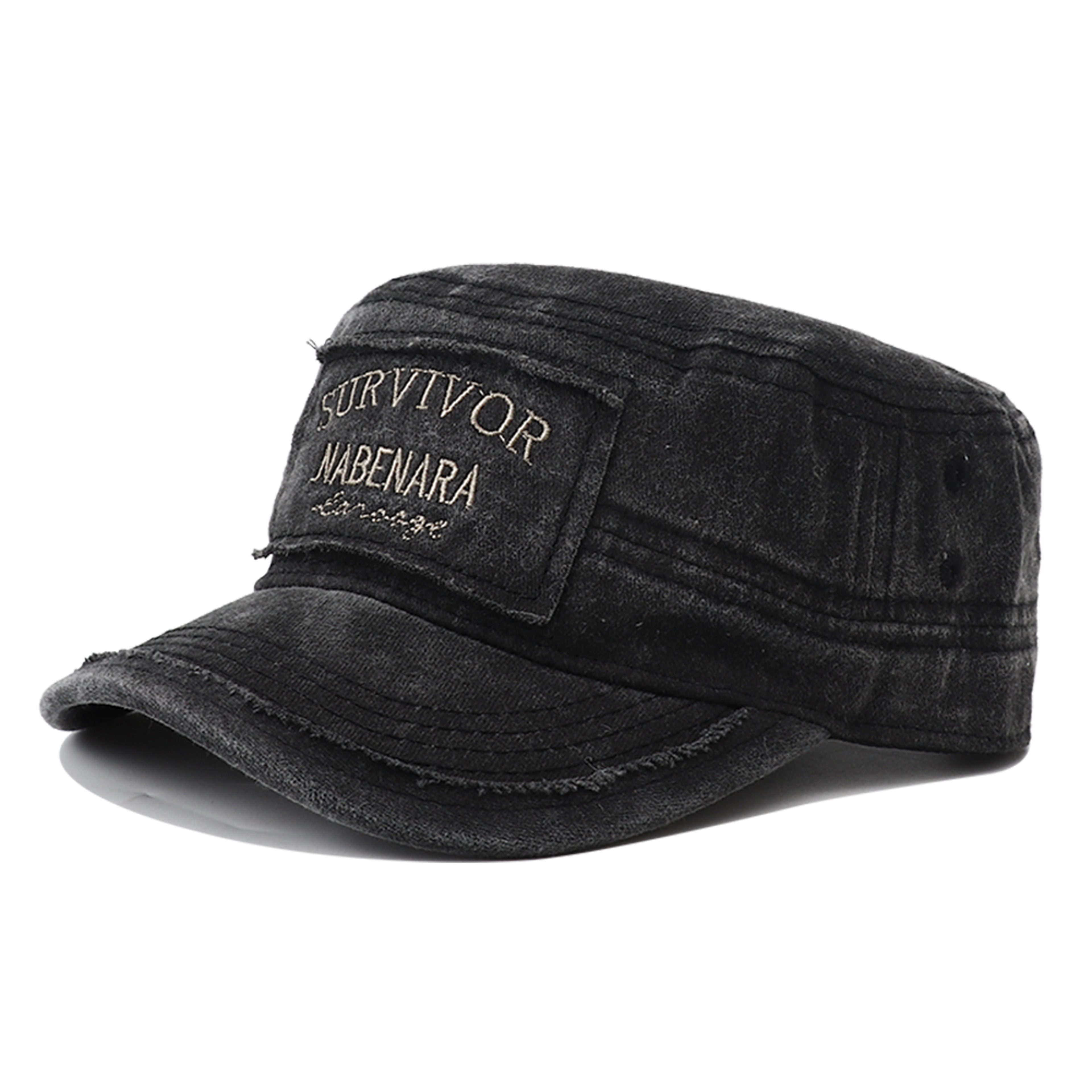 Embroidered Military Flat Top Hat Cotton Army Cap Adjustable Unisex – view 1