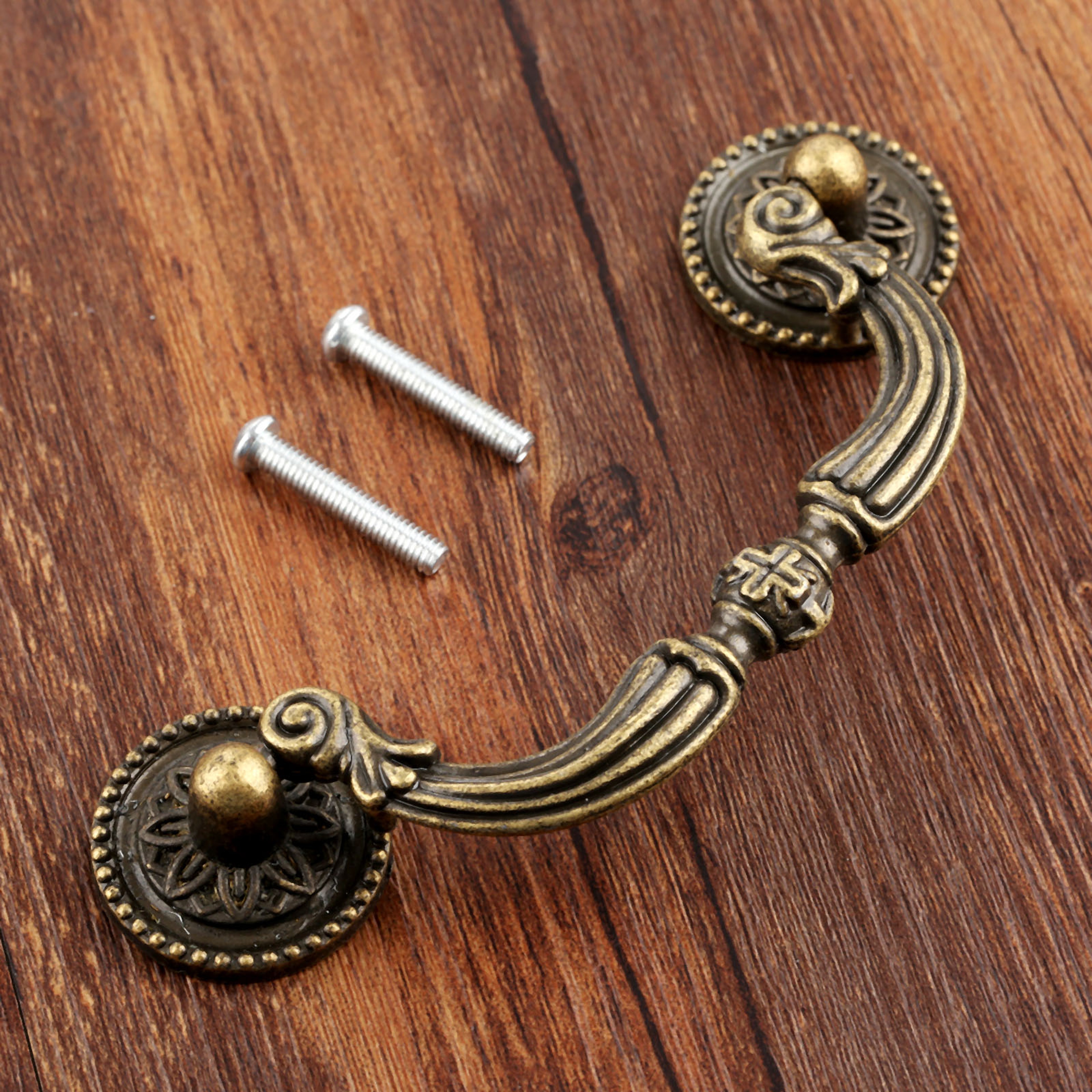 Antique Bronze Drawer Pull Handle for Wood Boxes and Cabinets Vintage European Hardware – view 1