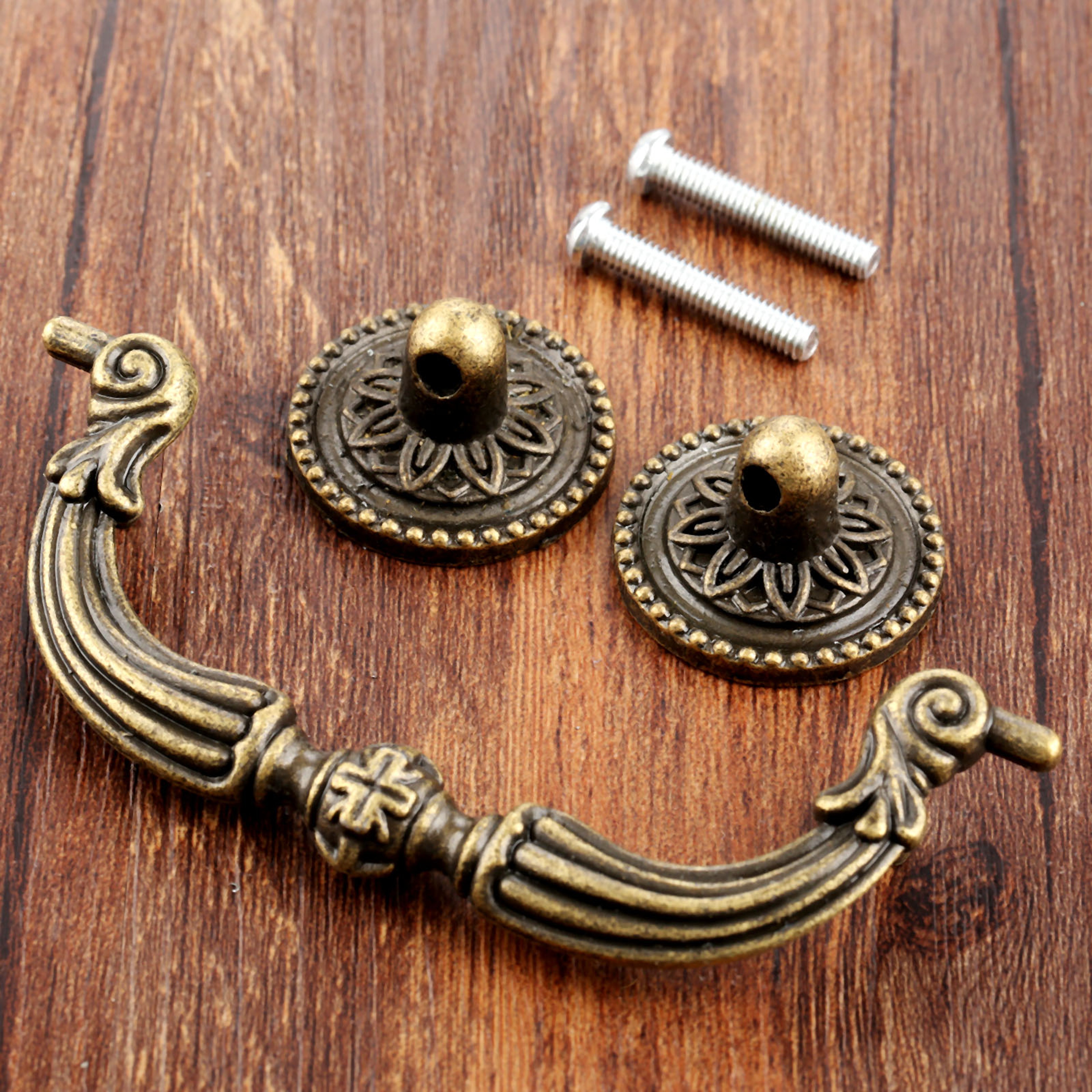 Antique Bronze Drawer Pull Handle for Wood Boxes and Cabinets Vintage European Hardware – view 4