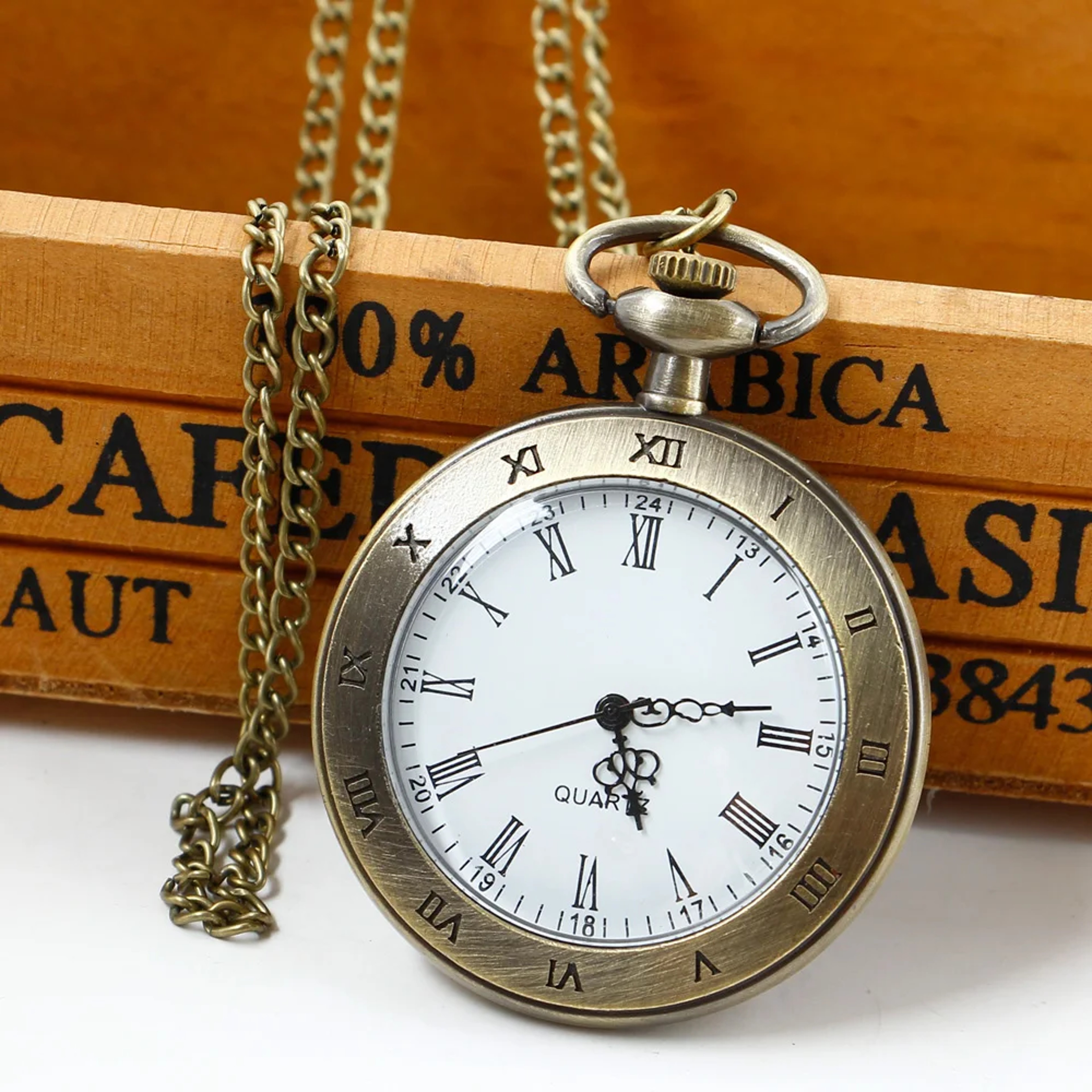 Vintage Steampunk Pocket Watch Necklace with Chain Pendant Quartz Timepiece Gift – view 4