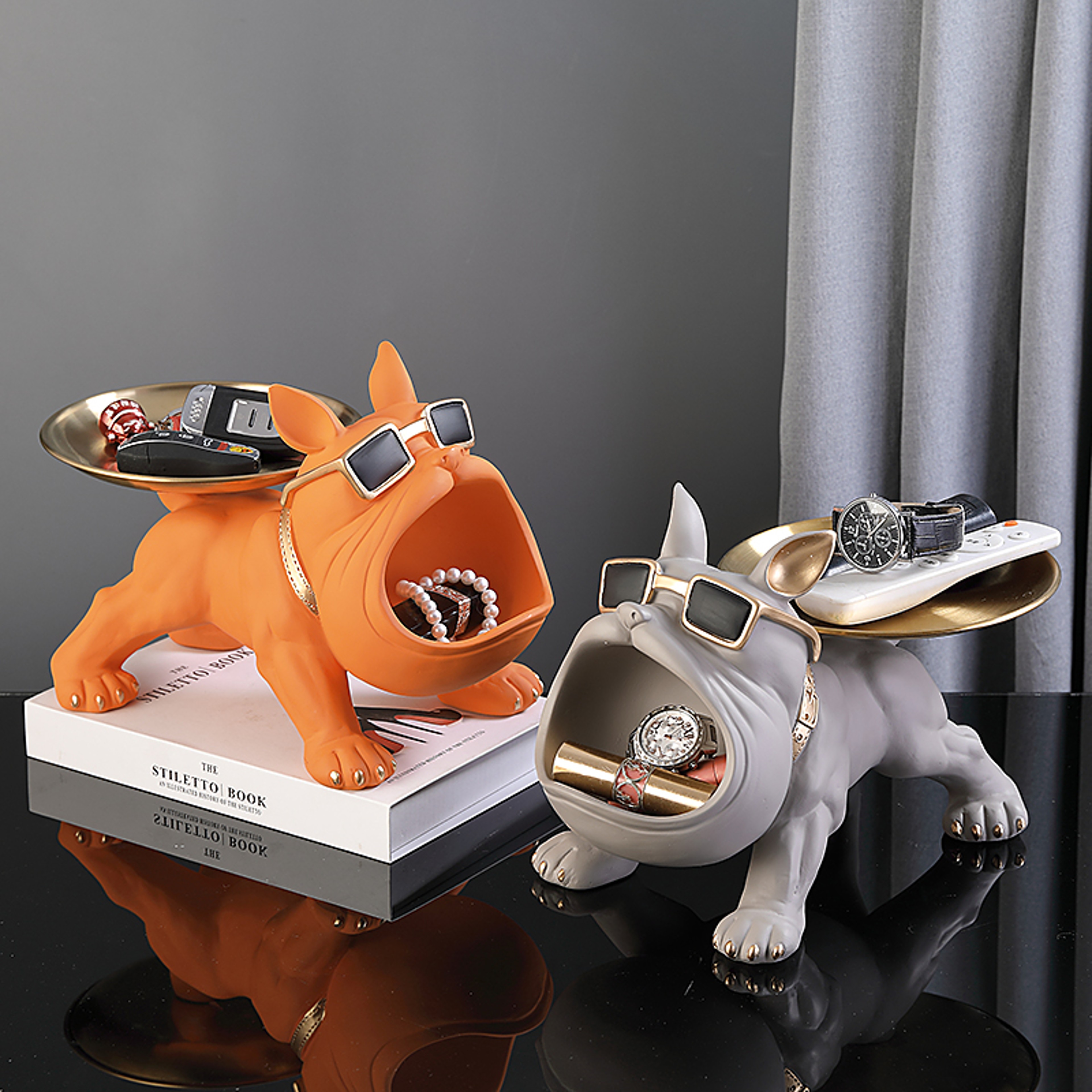 Bulldog Butler Tray Statue Decorative Storage Organizer for Home Decor – view 2