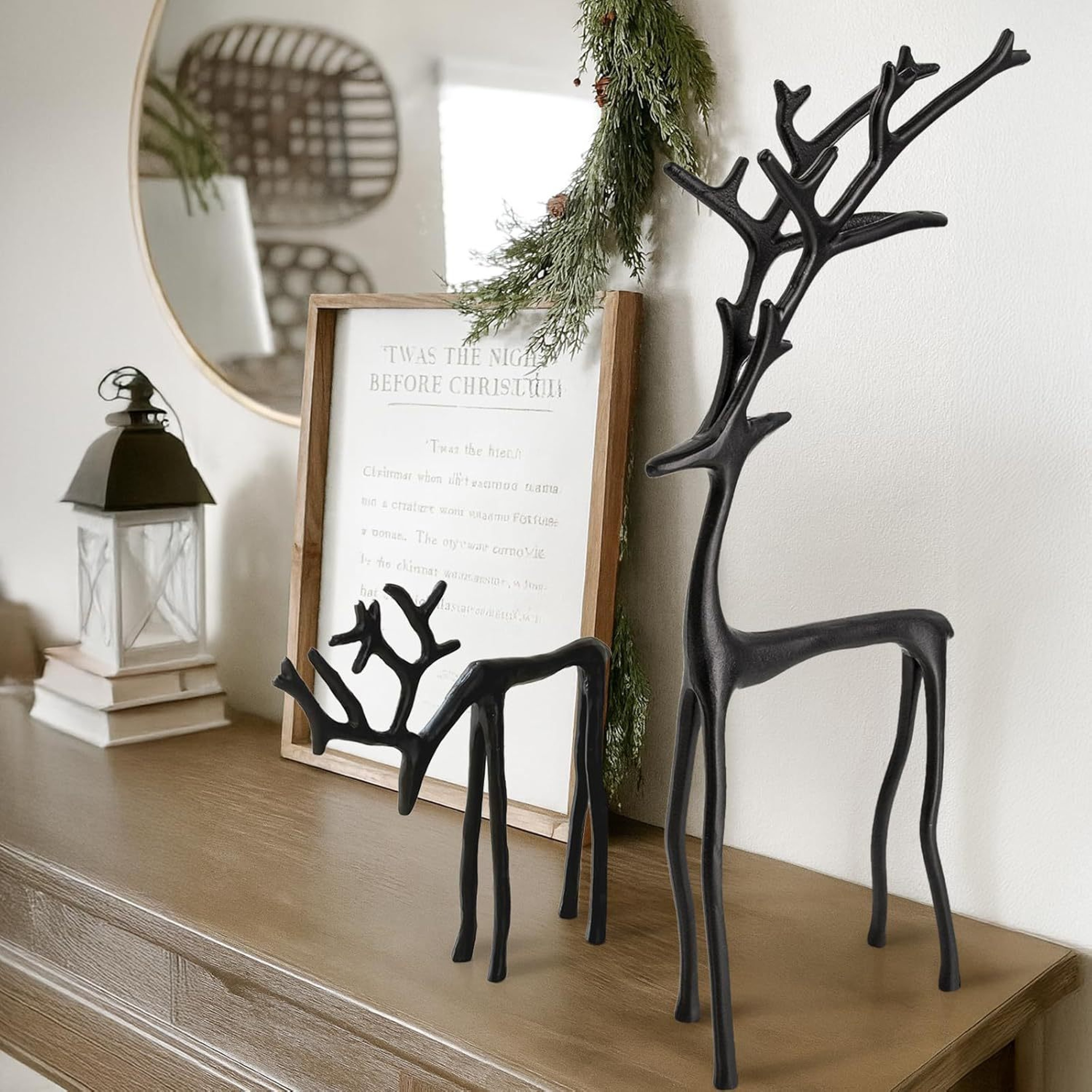 Elegant Black Deer Christmas Tree Topper Figurine for Holiday Decor & Year Round Home Accent – view 1