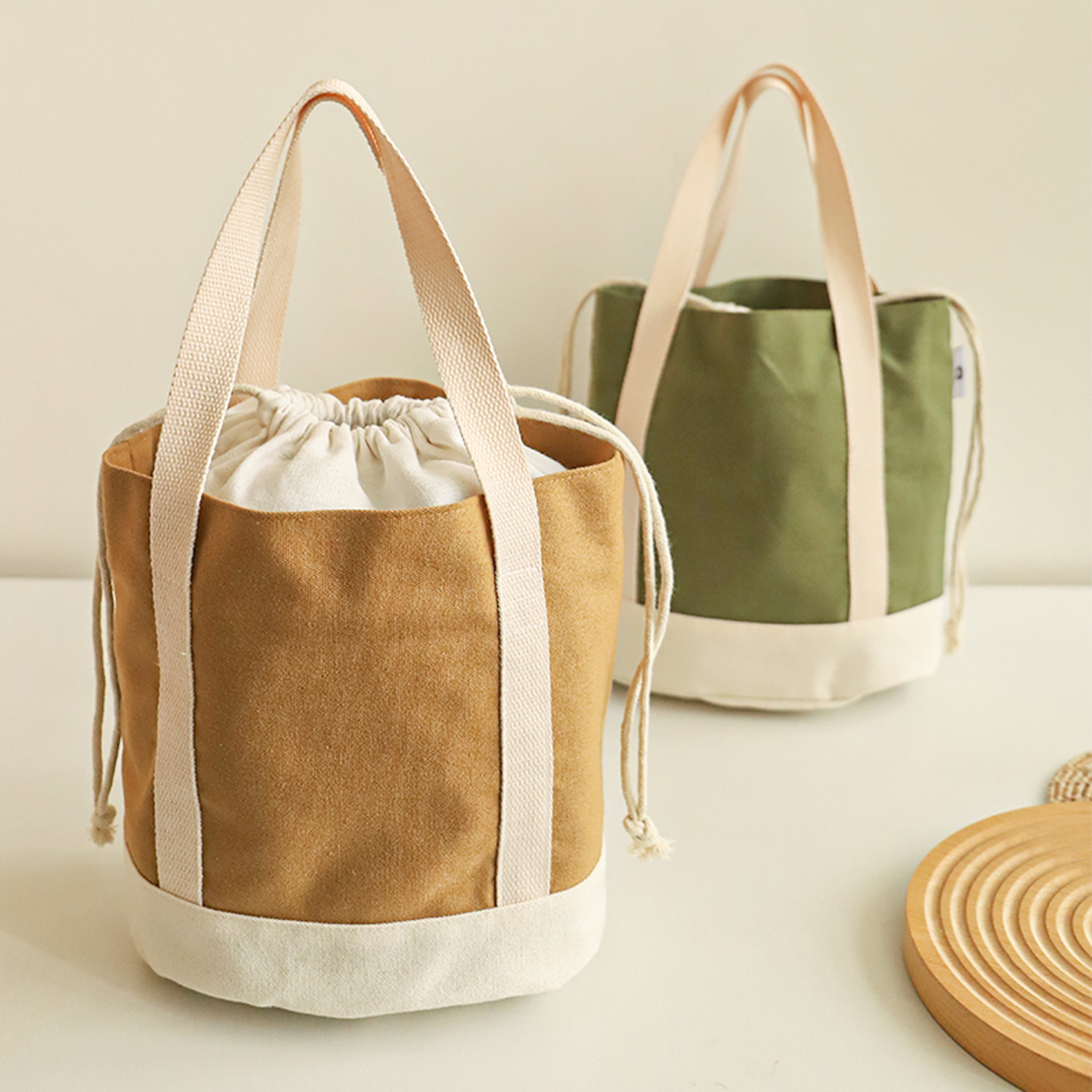 Japanese Canvas Lunch Bag Insulated Portable Tote For Work And School 0