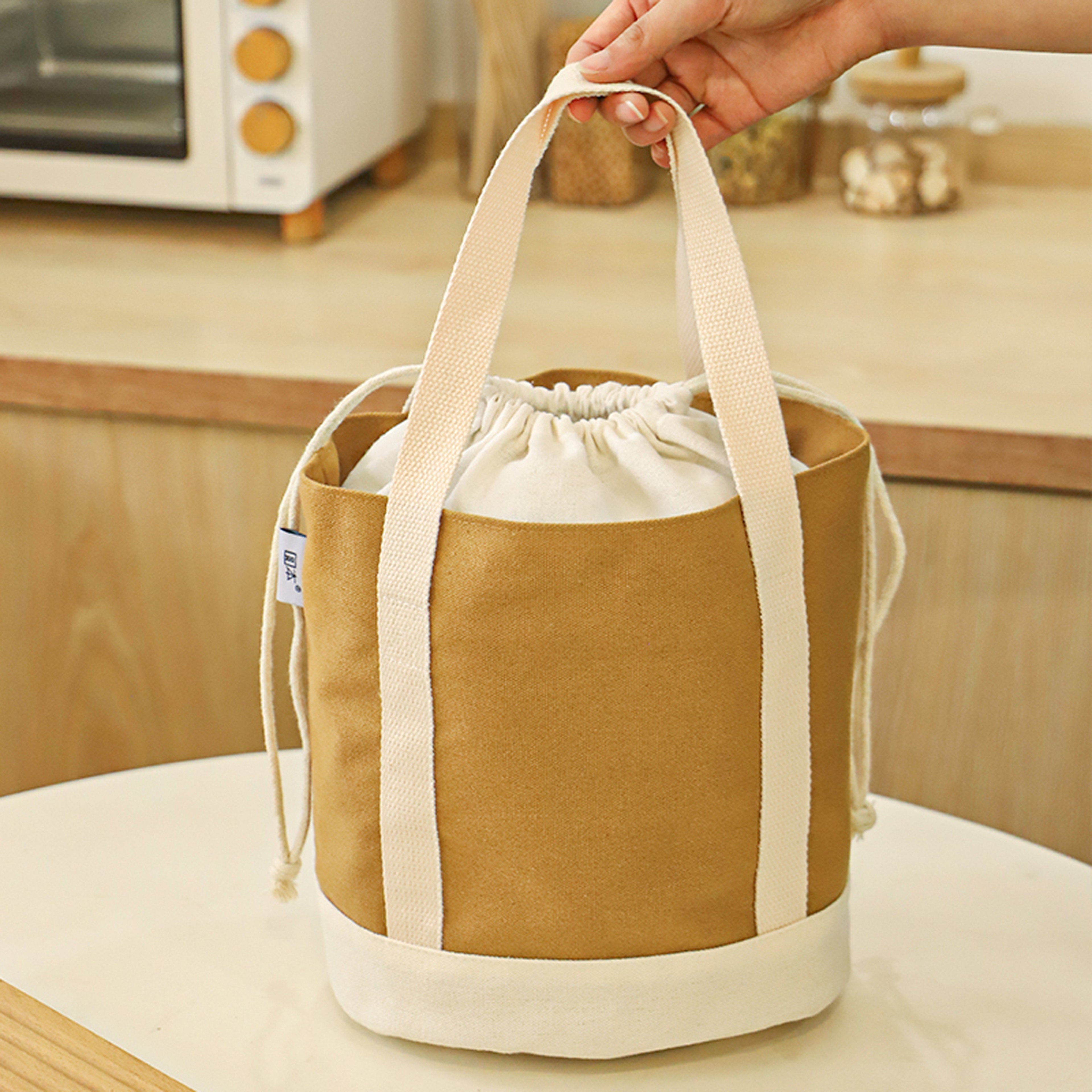Japanese Canvas Lunch Bag Insulated Portable Tote For Work And School 3
