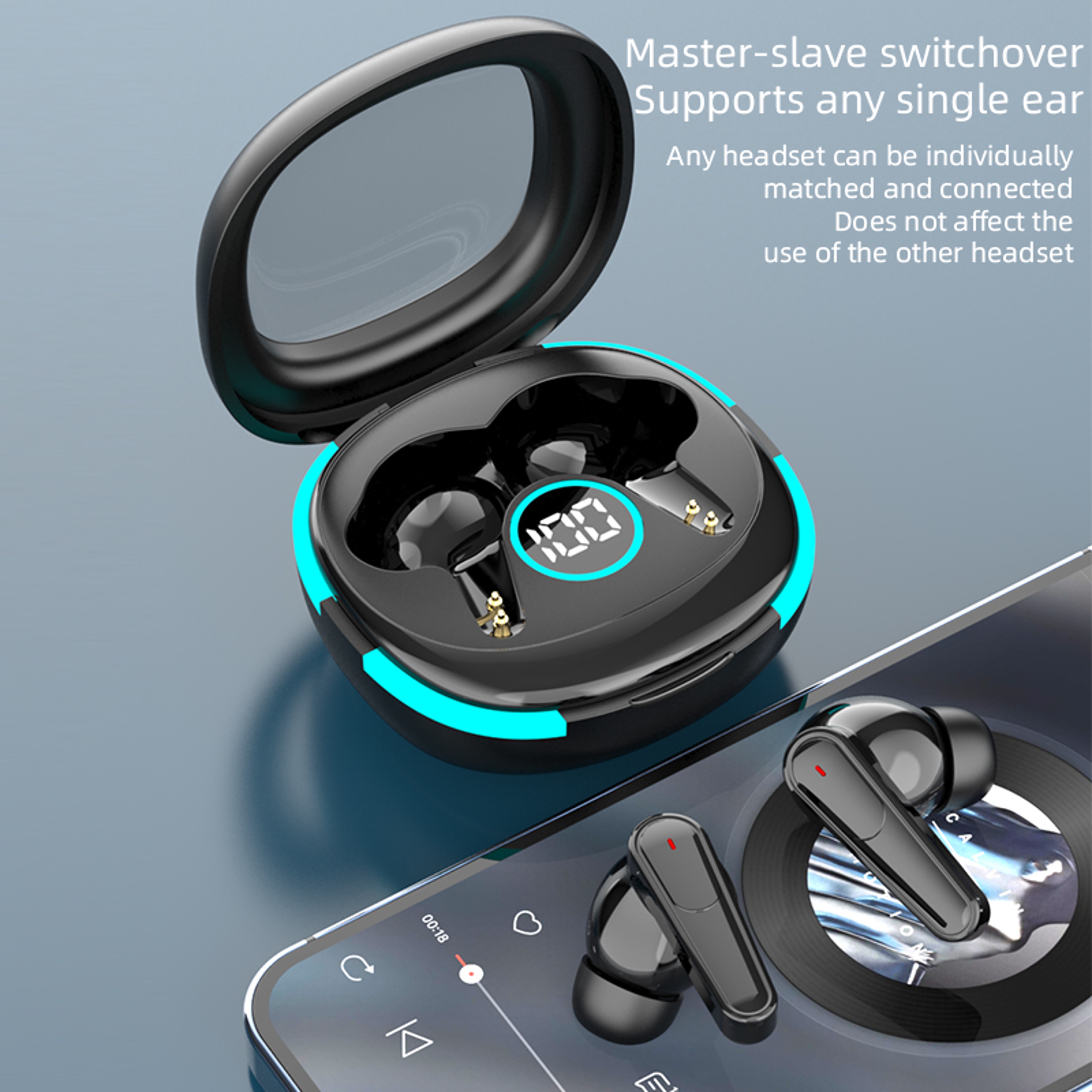 True Wireless Earbuds With ANC ENC Noise Cancellation And LED Display 5