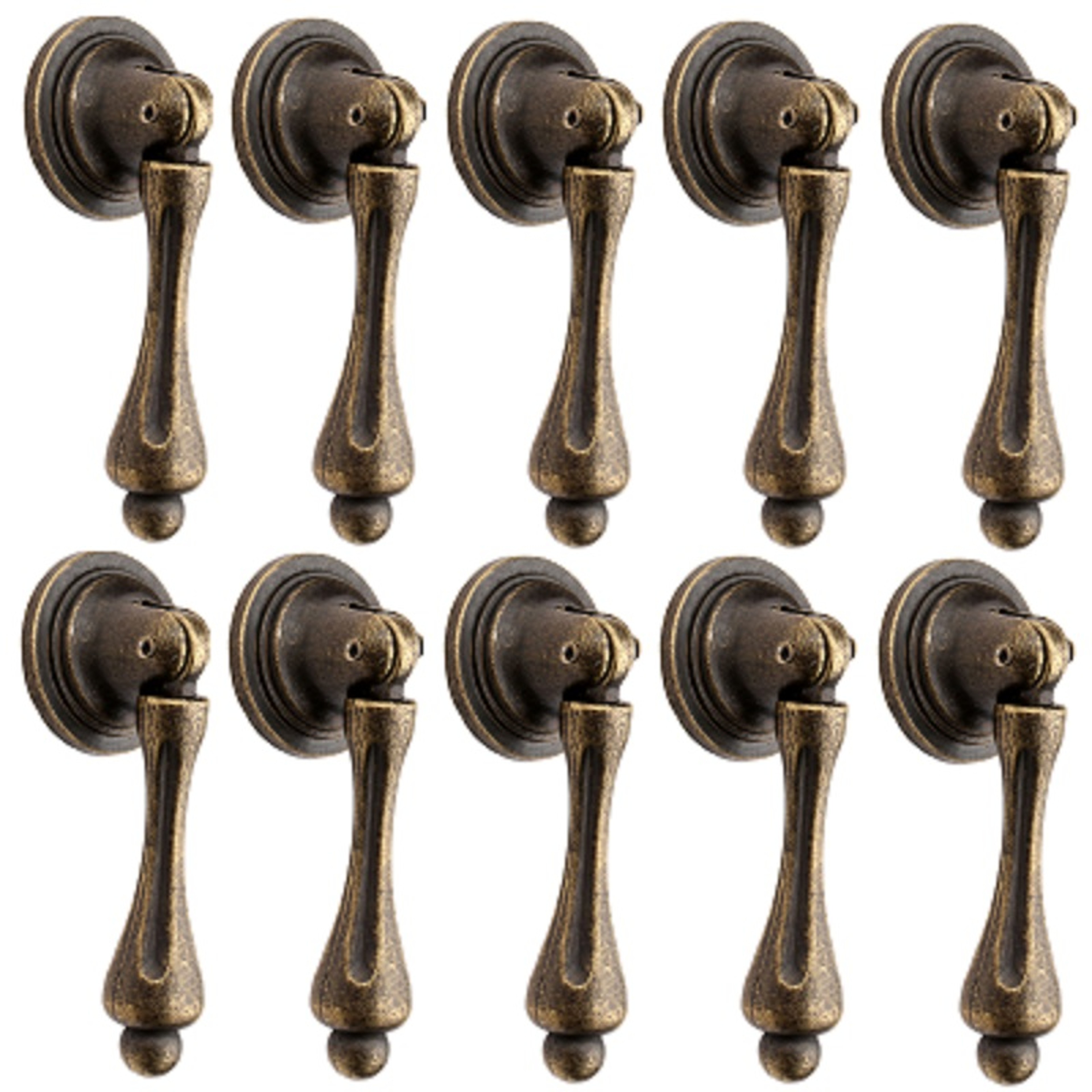 Vintage Antique Brass Cabinet Pull Handles Set For Drawers And Wardrobes 0
