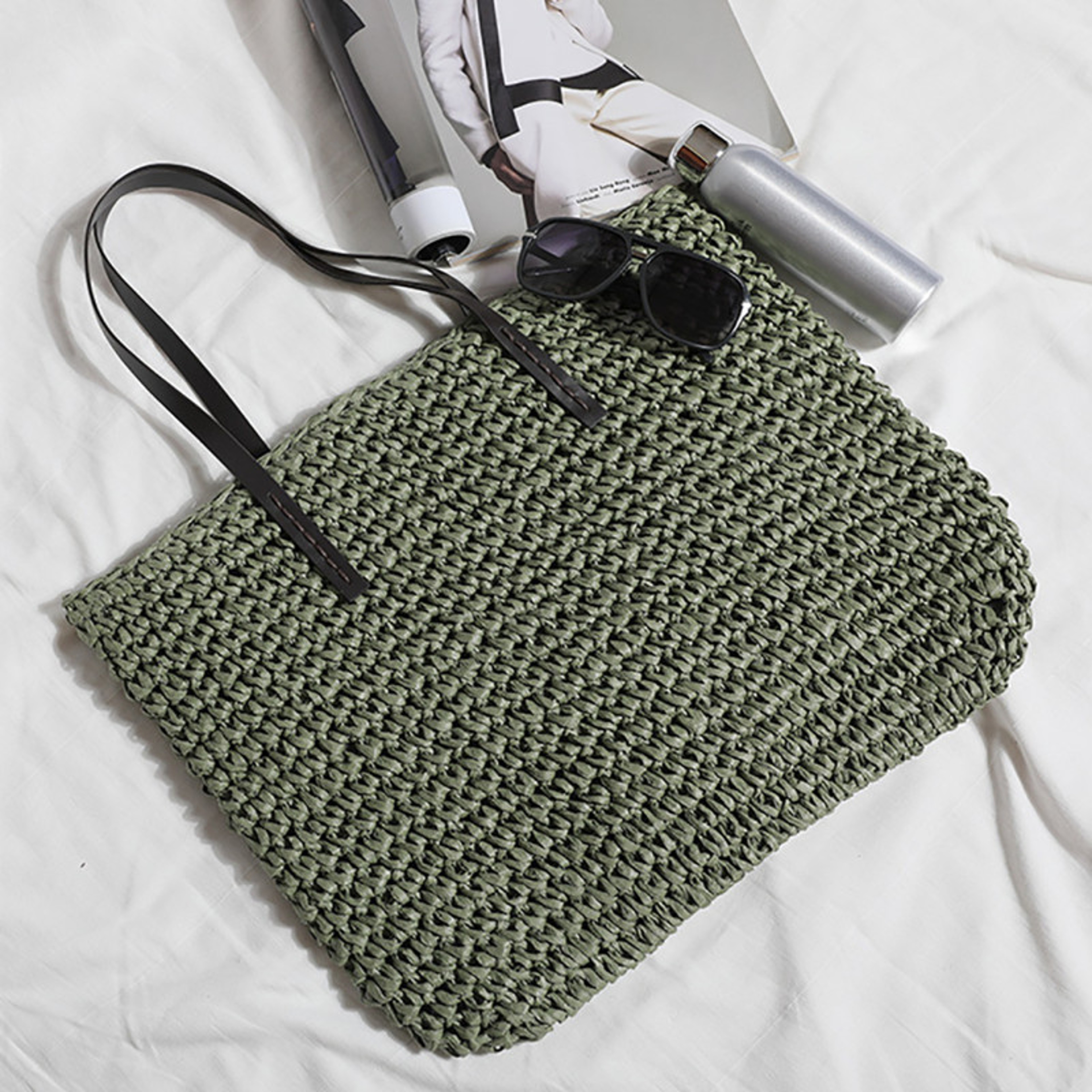 Boho Straw Beach Bag Large Capacity Woven Rattan Handbag for Summer Travel – view 9