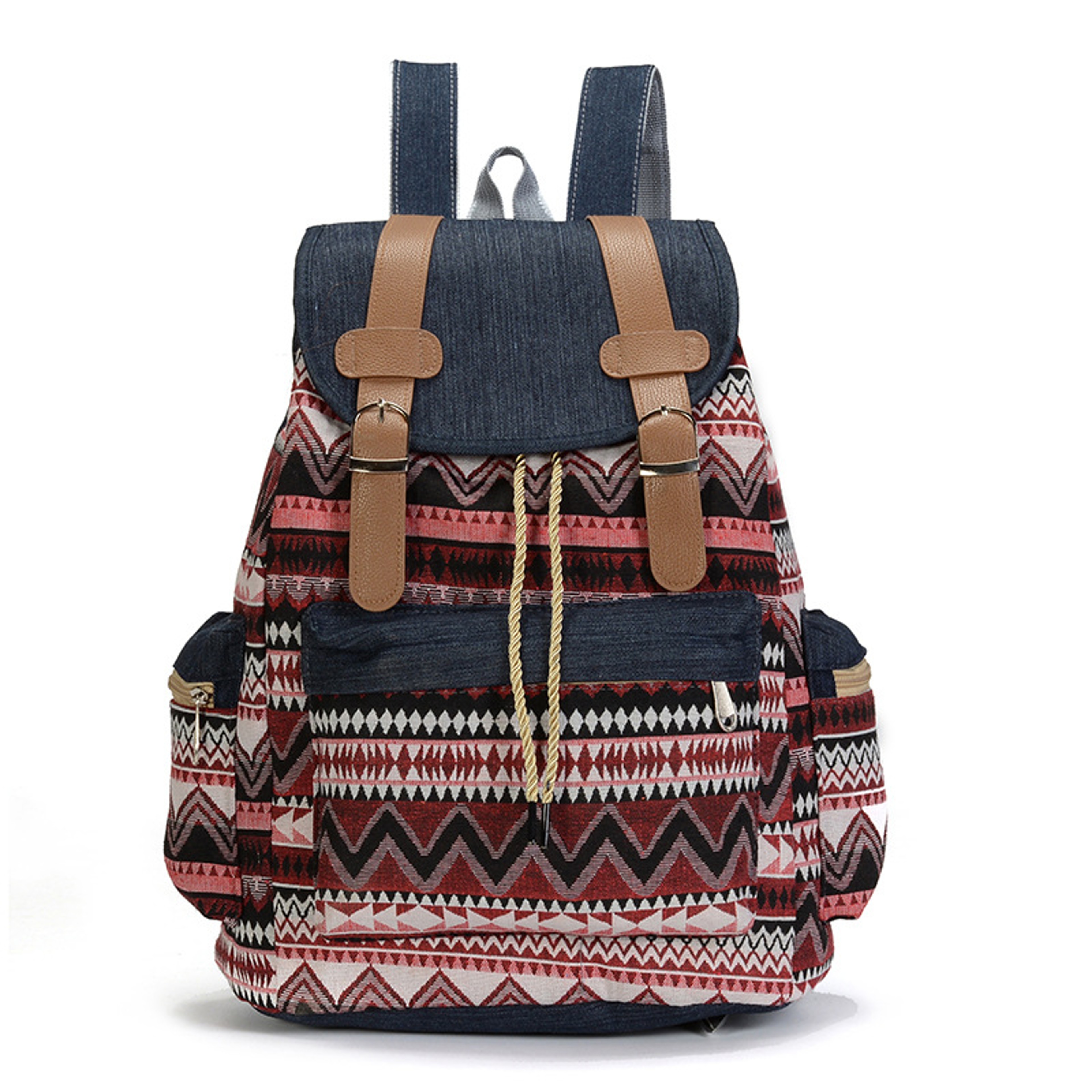 Canvas Printed Backpack for Women Teen Girls Boho Travel School Bag Denim Rucksack – view 2
