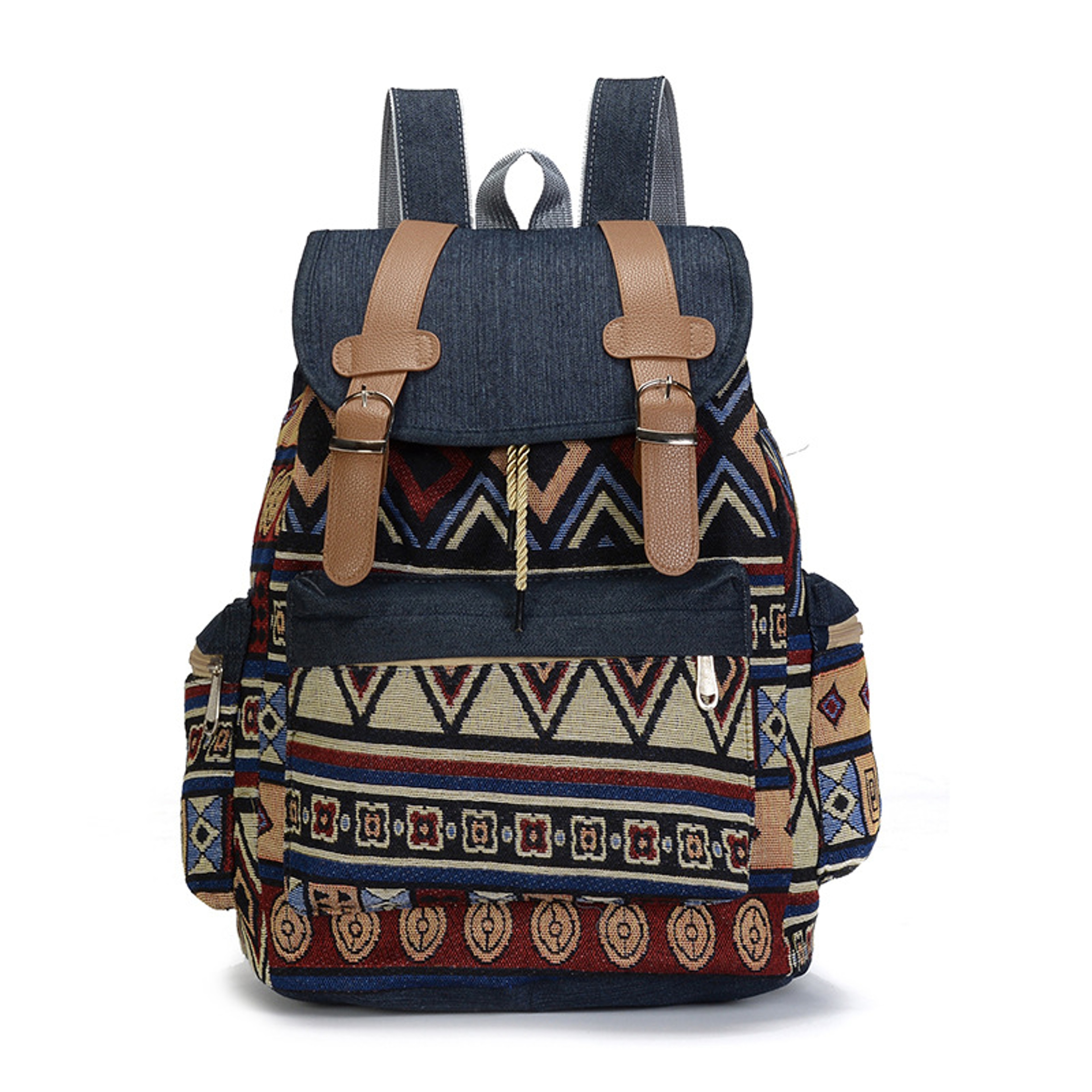 Canvas Printed Backpack for Women Teen Girls Boho Travel School Bag Denim Rucksack – view 9
