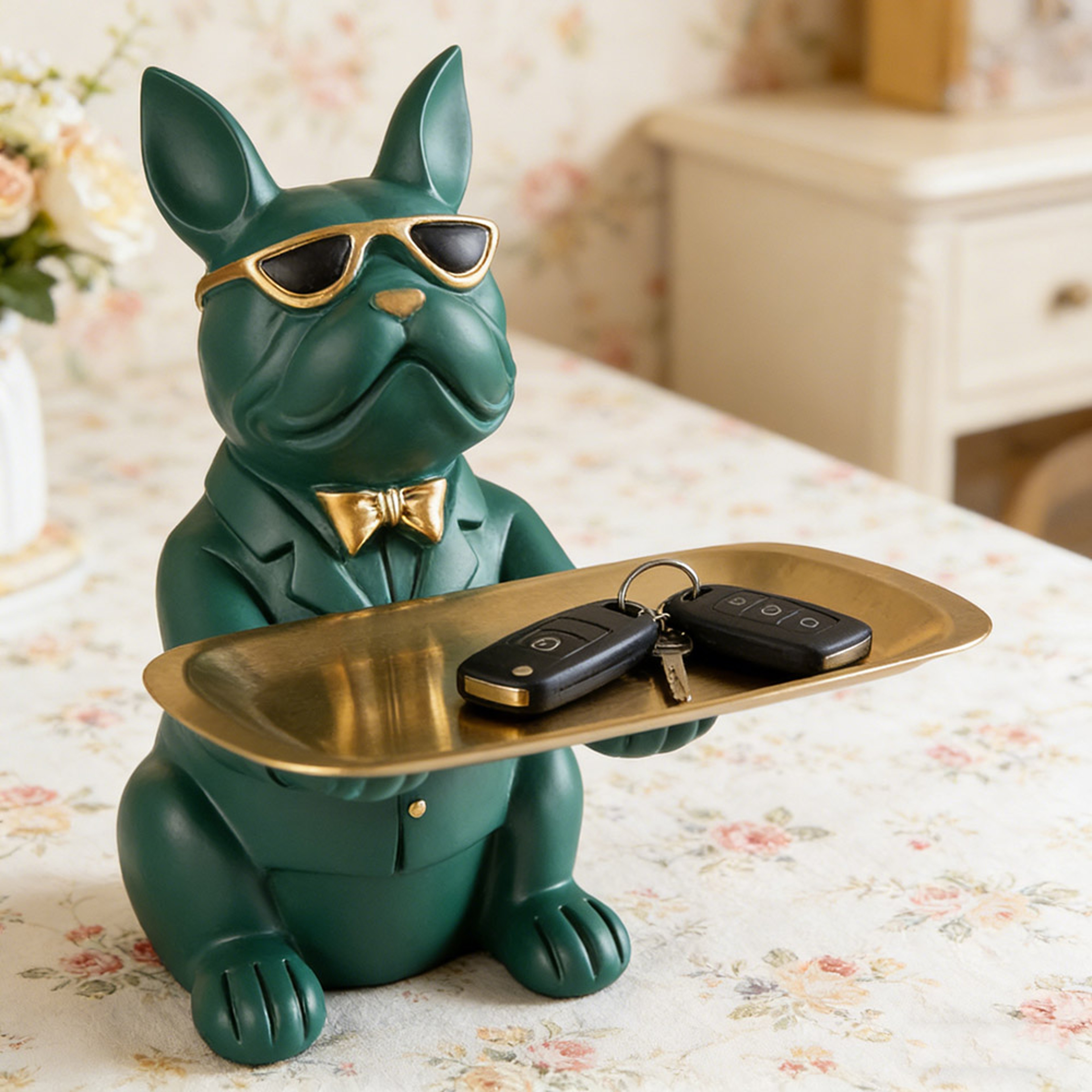 Bulldog Tray Decor Statue Multipurpose Storage Organizer For Living Room And Bedroom 1