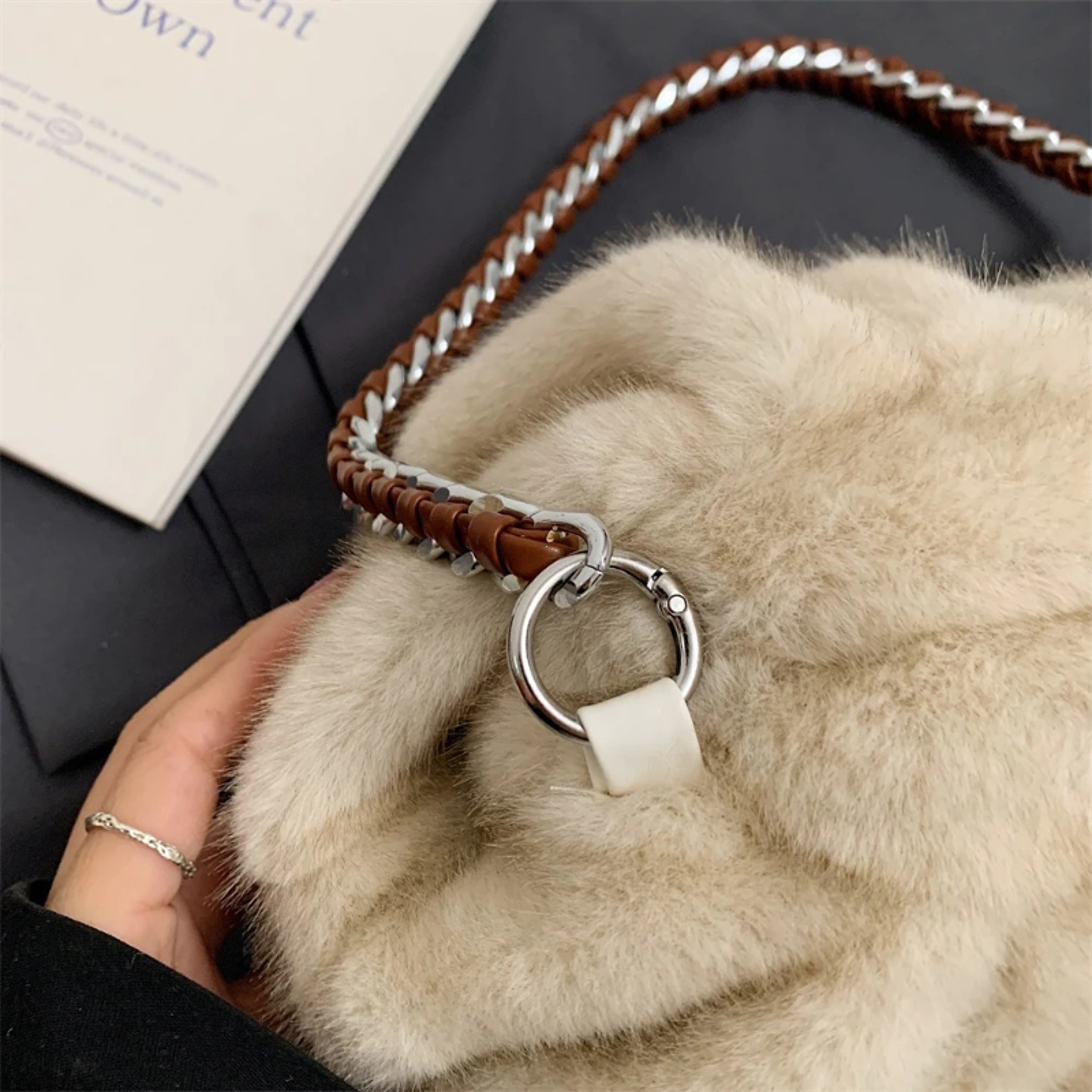 Luxury Faux Fur Shoulder Bag Soft Plush Hobo Winter Designer Tote 4