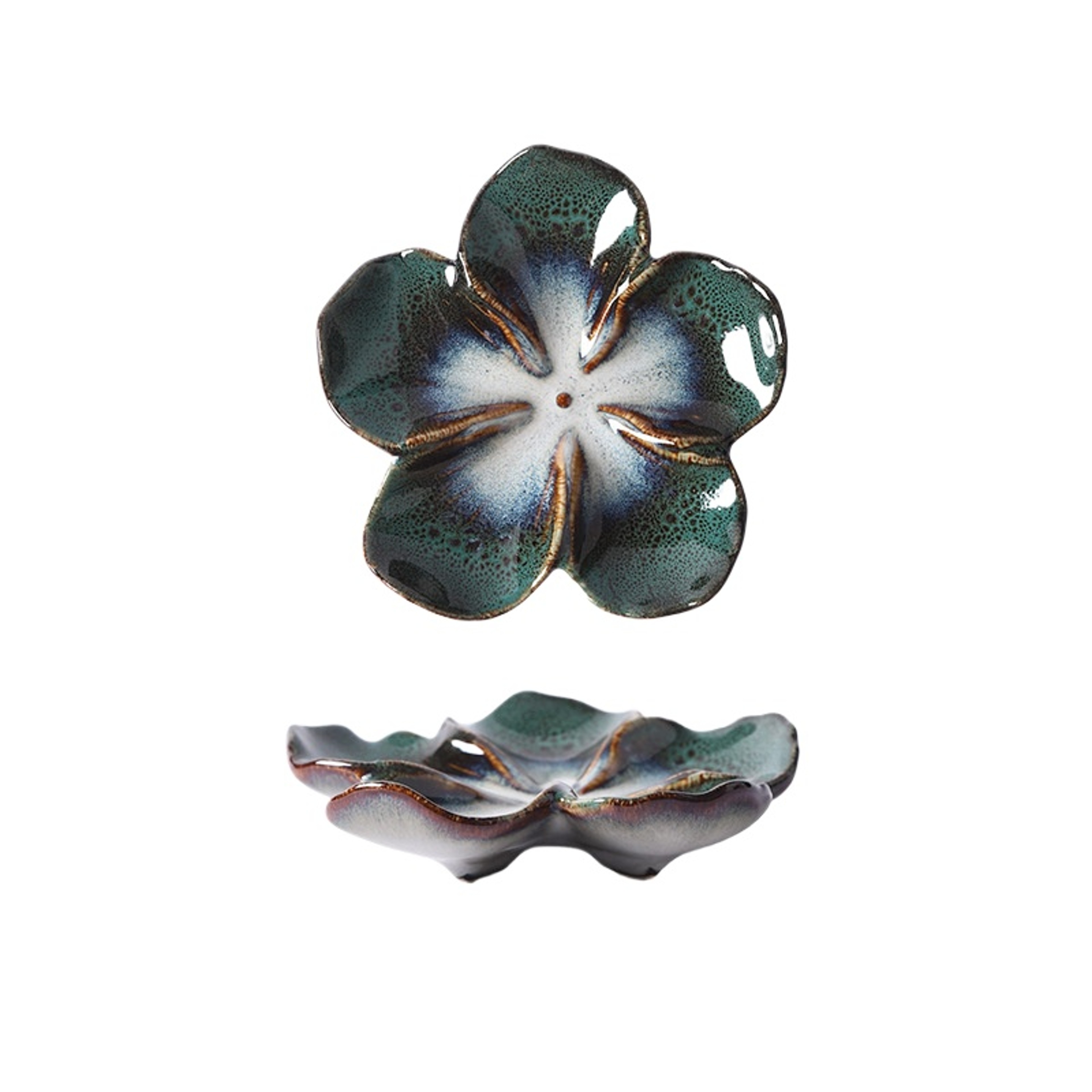 Vintage Flower Shaped Ceramic Sauce Dish Multi Color Mini Decorative Plate – view 17