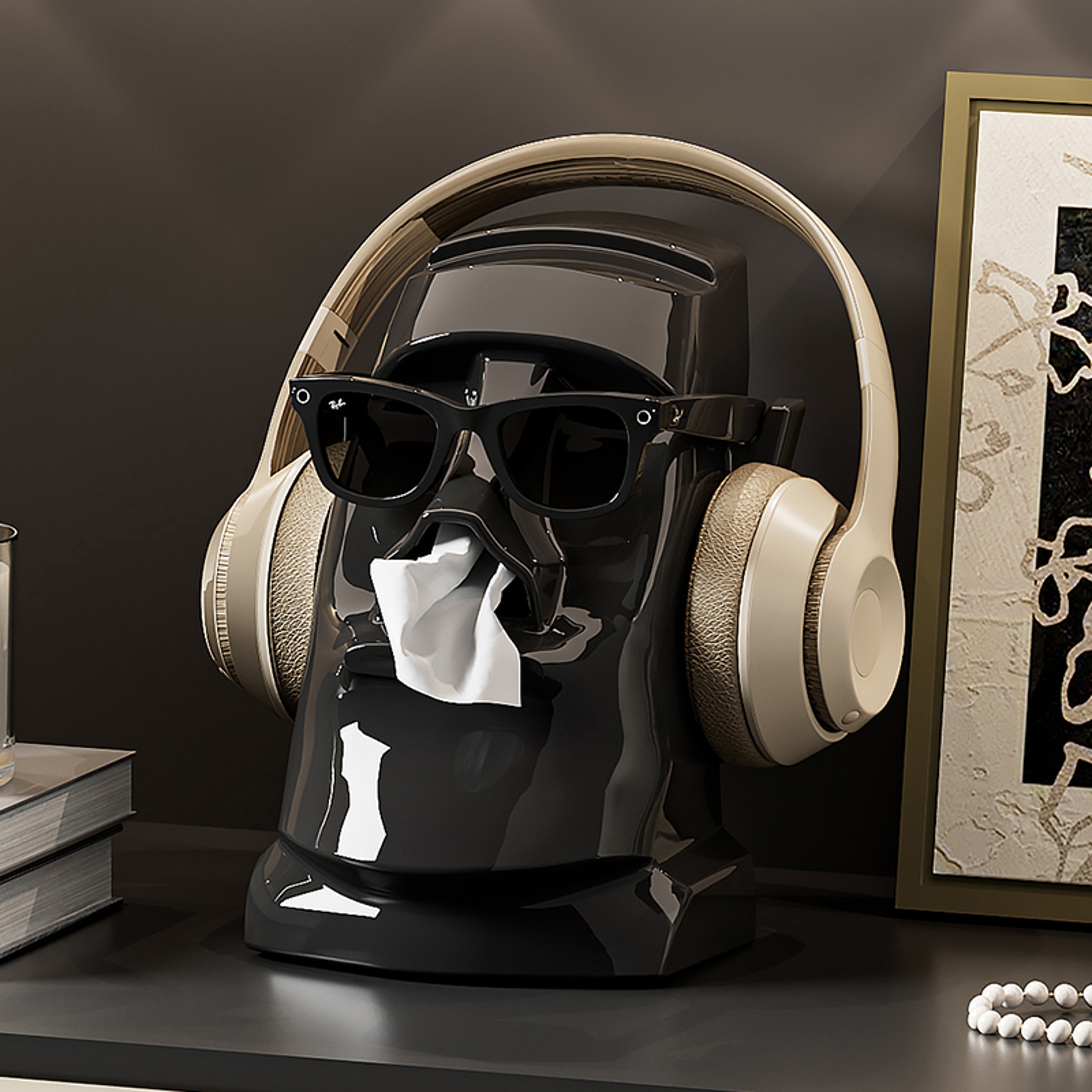 Multi Compartment Desk Organizer With Tissue Holder For Glasses Earphones  Accessories 0