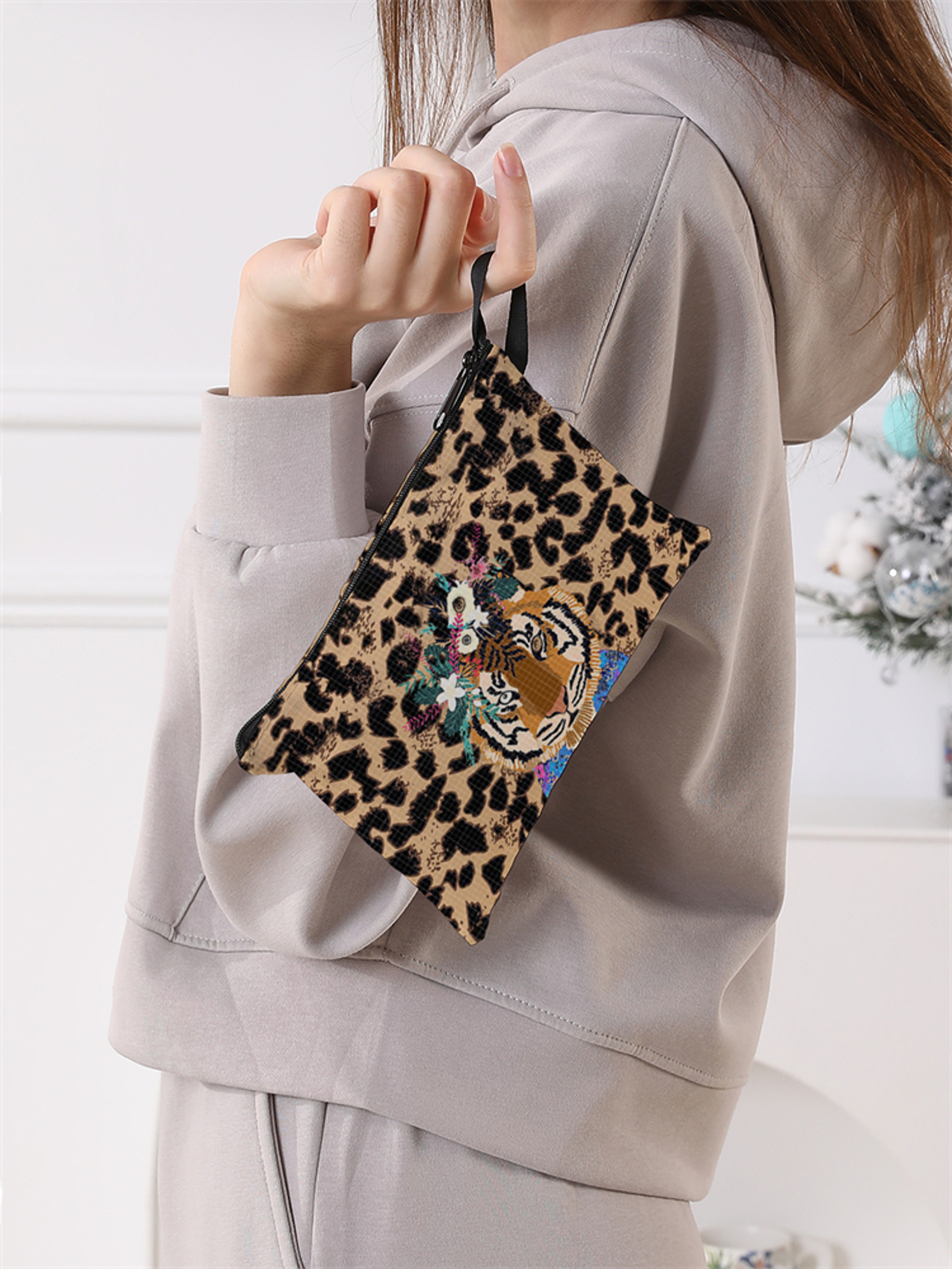 Foldable Leopard Print Shopping Bag Reusable Large Capacity Tote 4