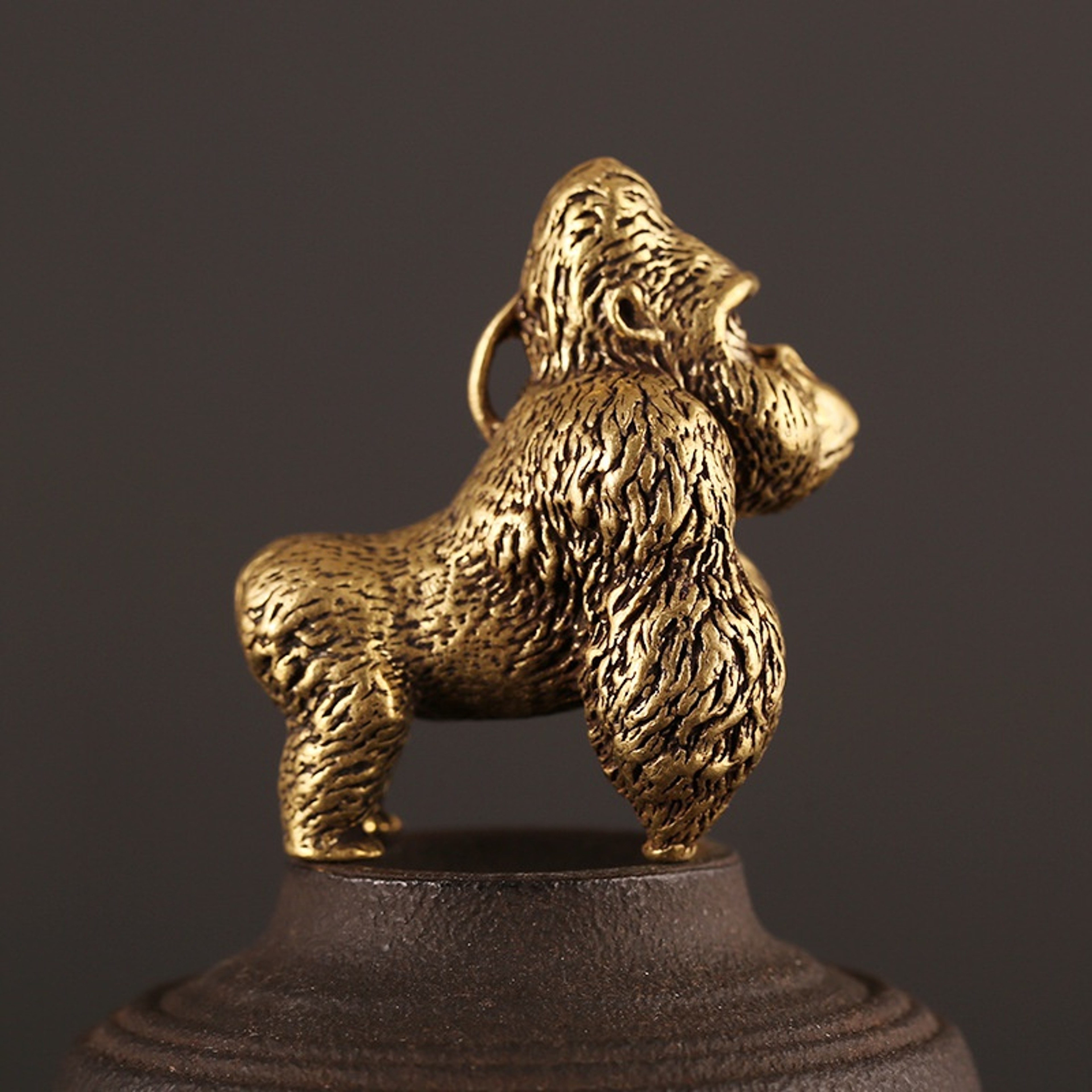Bronze Gorilla Statue Decor Mini Desk Ornament for Office and Home – view 4