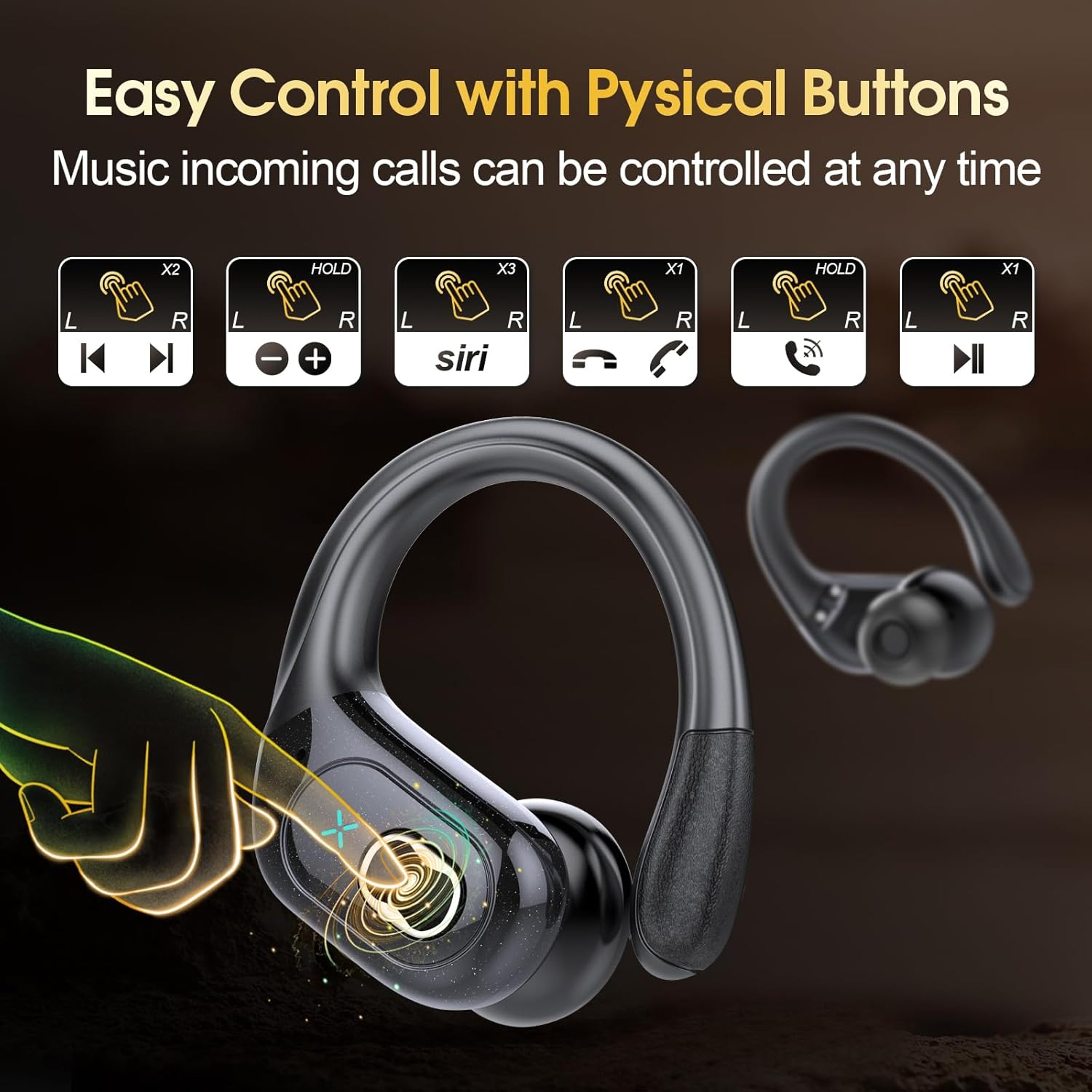 Wireless Sports Earbuds Bluetooth Noise Cancelling Waterproof Headphones with Deep Bass – view 5