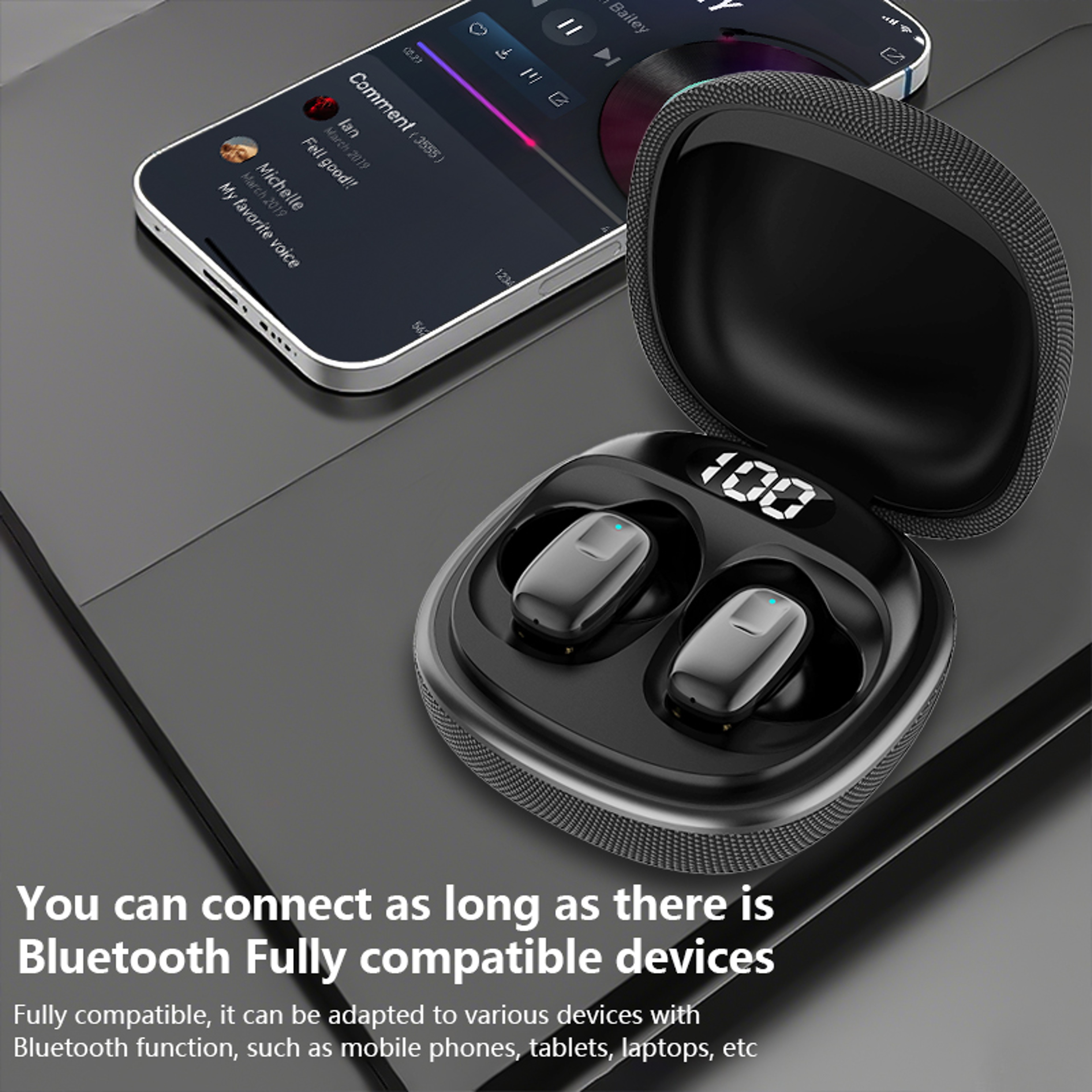 Smart TWS Wireless Earbuds with Microphone for iPhone Android Bluetooth Earphones – view 2