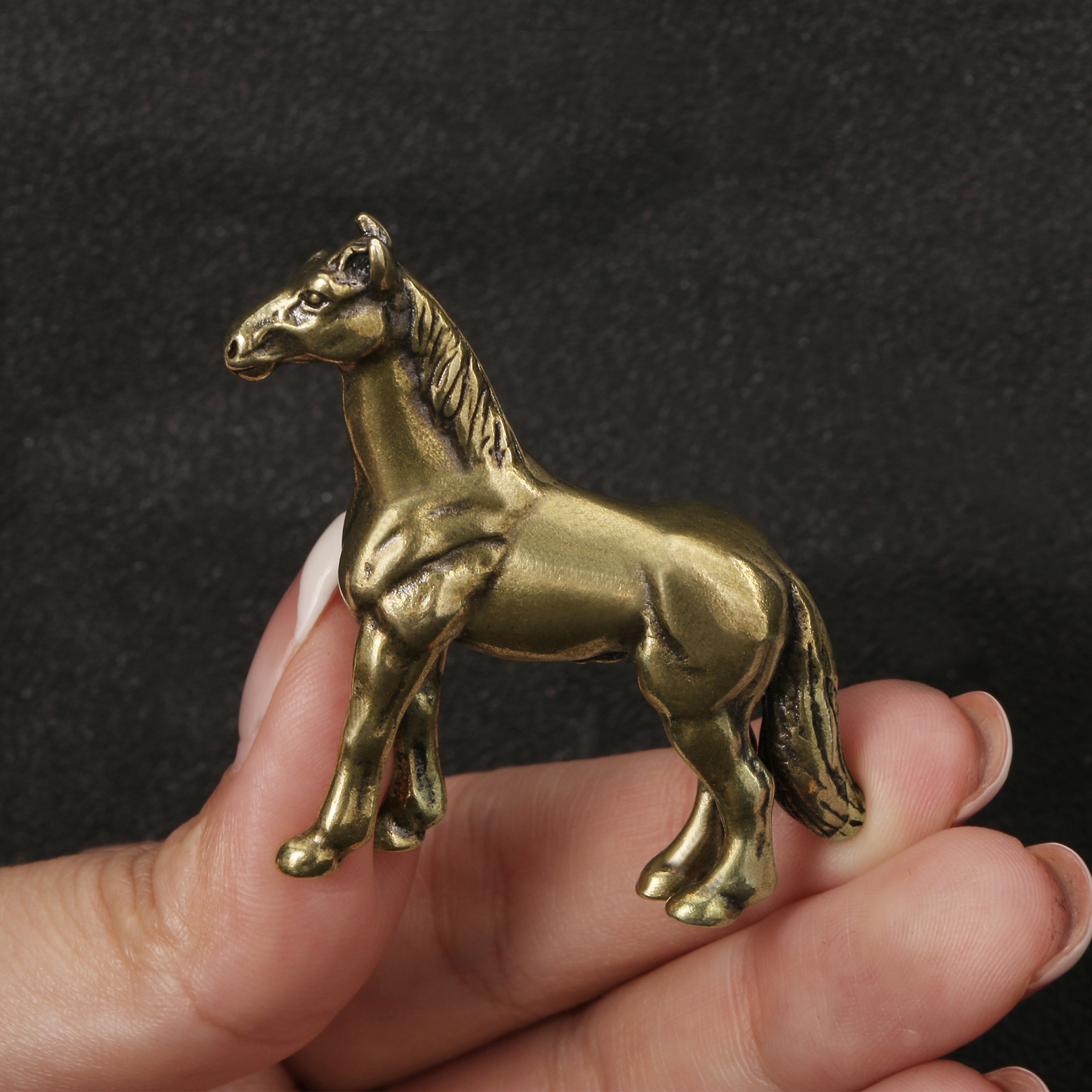 Antique Brass Zodiac Horse Figurine Feng Shui Desk Decor Lucky Chinese Horse Statue Gift 1