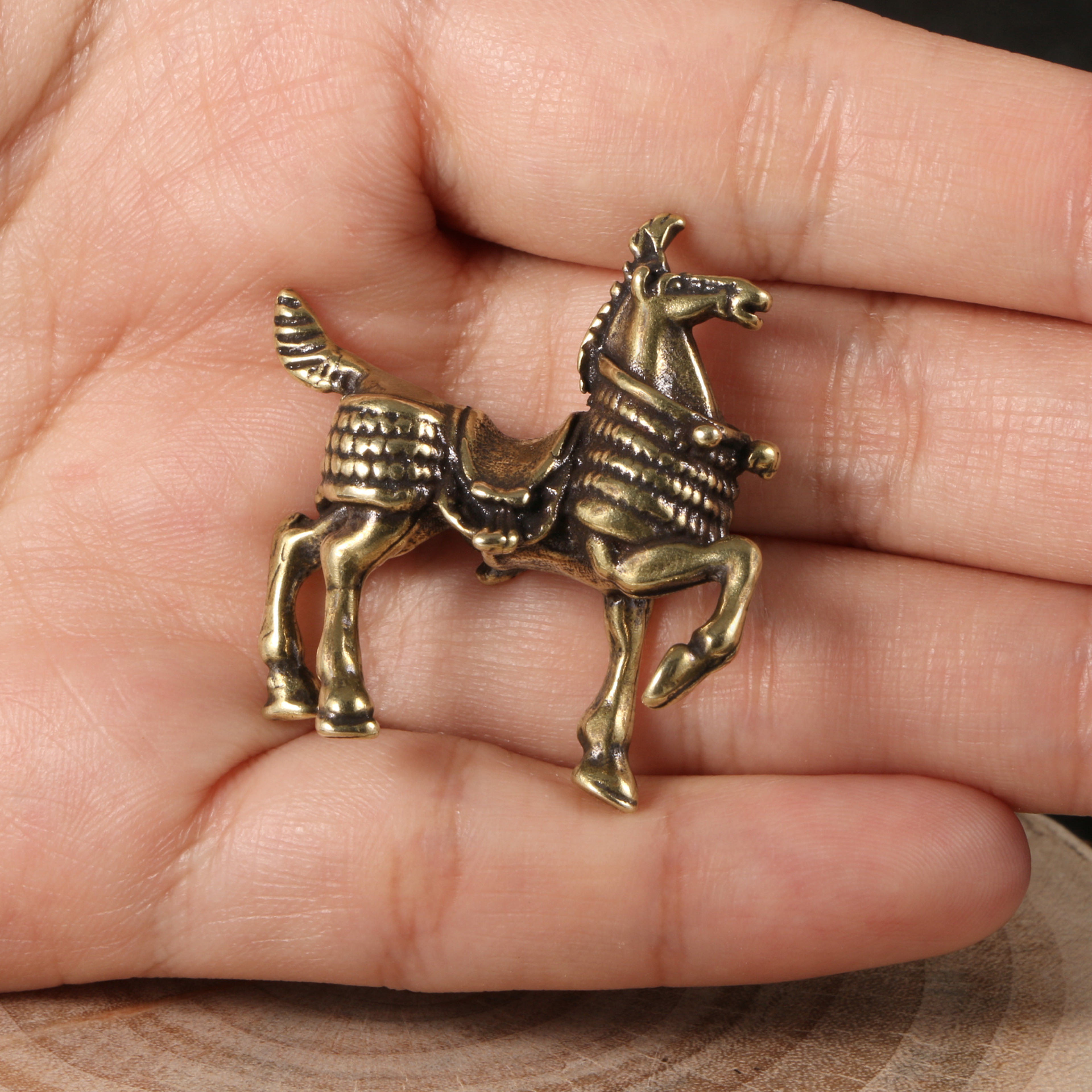 Antique Brass Zodiac Horse Figurine Feng Shui Desk Decor Lucky Chinese Horse Statue Gift 12