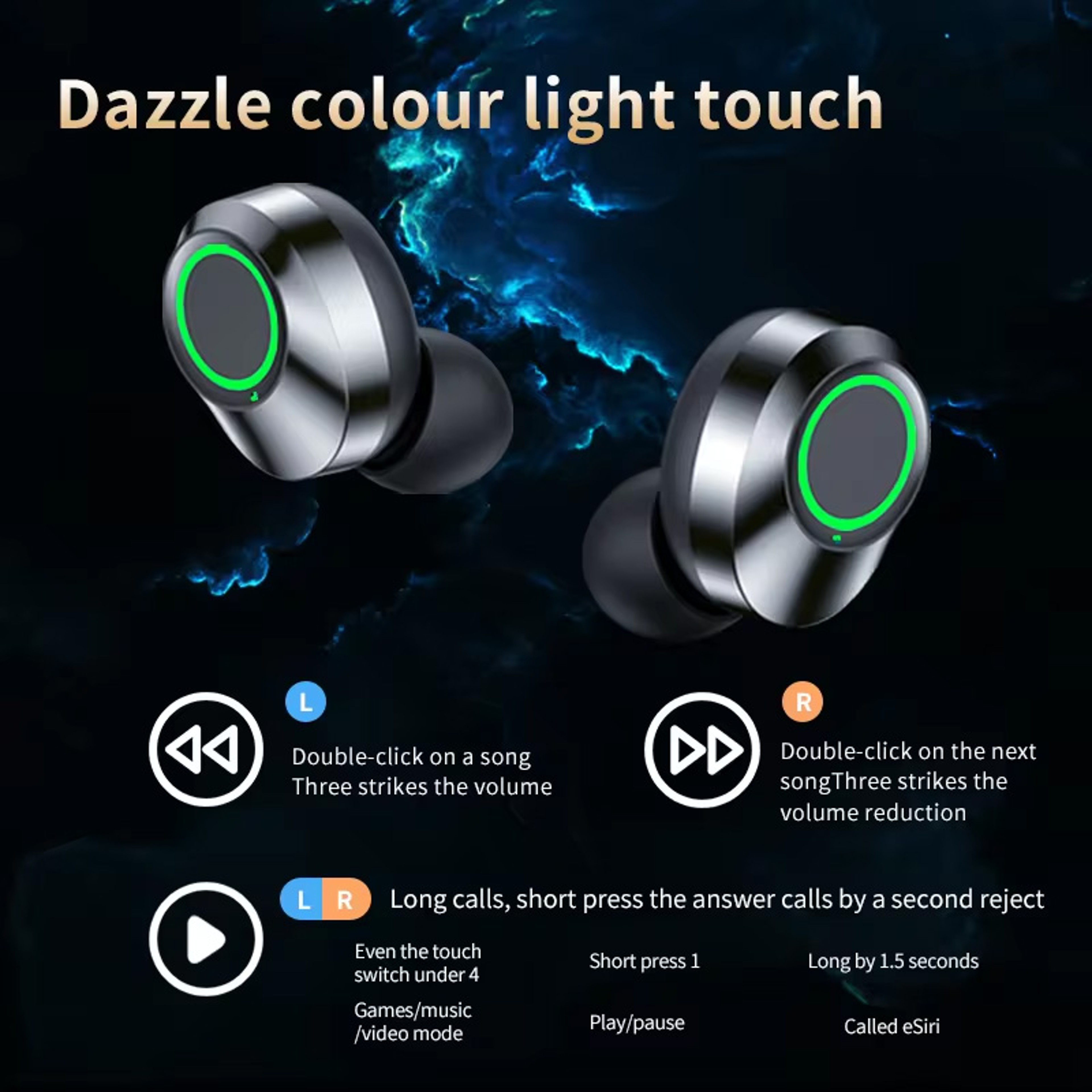 Wireless Bluetooth Headphones With Dual Ear Stereo  Battery Display 4