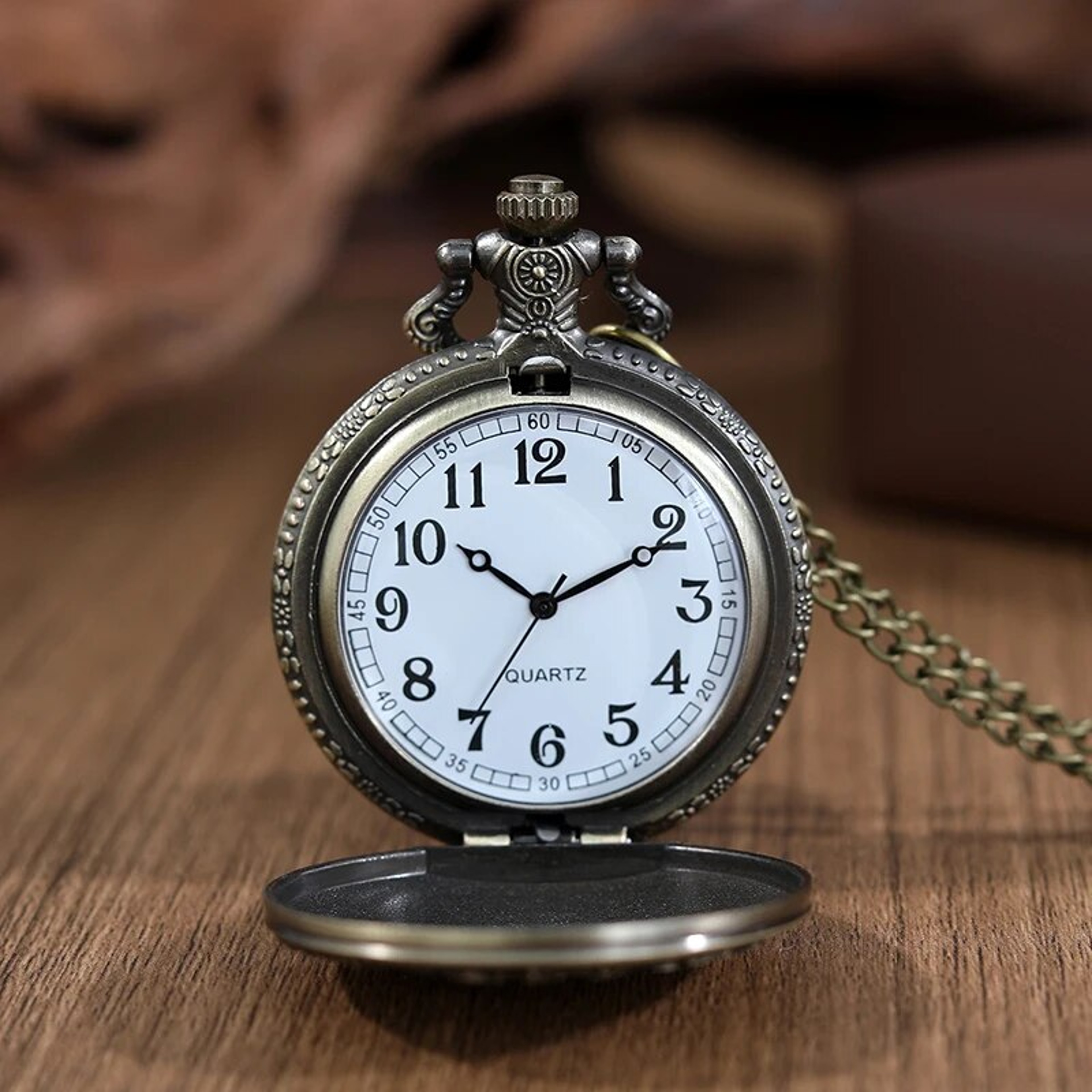 Vintage Roman Numeral Pocket Watch Necklace With Hollow Carved Case Quartz Timepiece 2